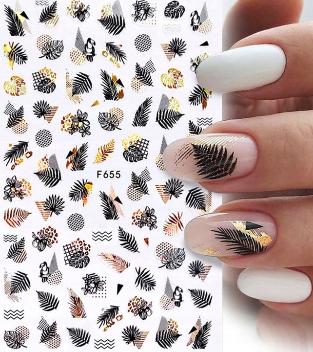 

Naklejki Na Paznokcie 3D Złote Samoprzylepne F655