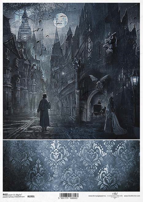 Papier Ryżowy R1931 z włoskami A4 Gothic Stories