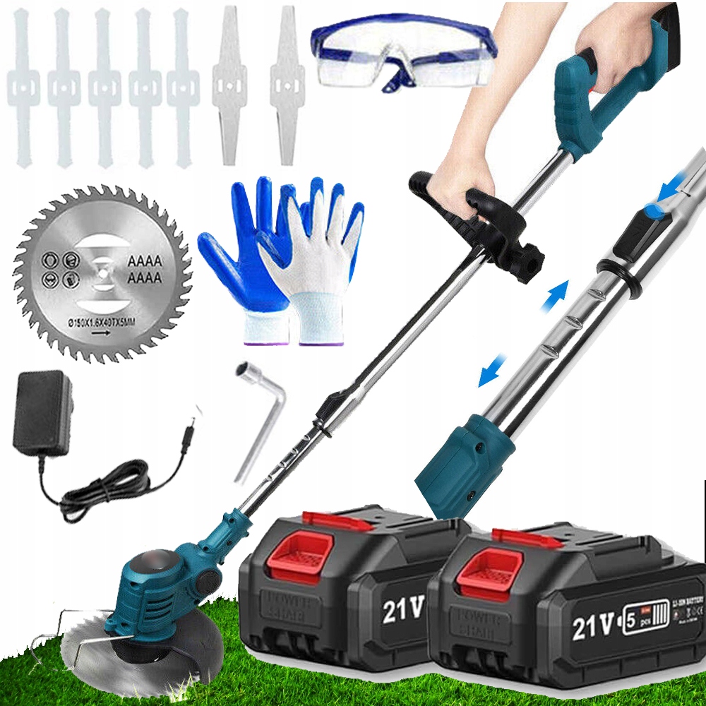 Podřezávač Na Trávy Křovinořez Akumulátorový Elektrický Zahradní 2xAKU 21V 14CM