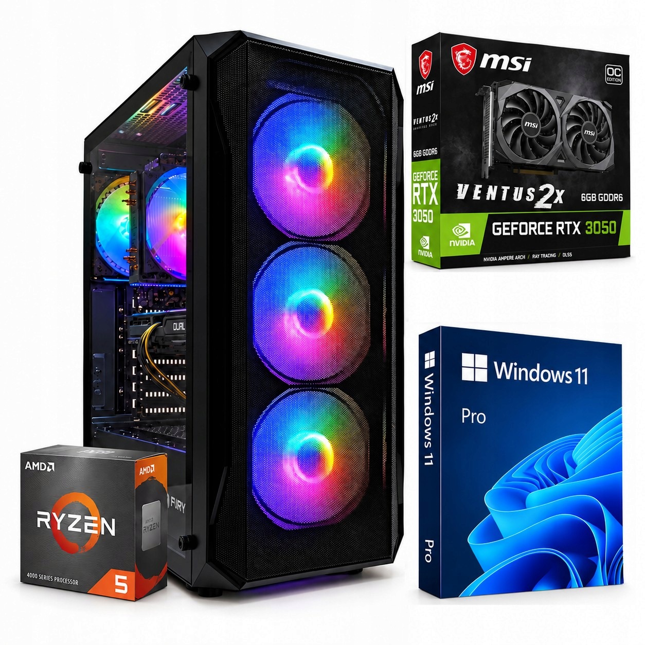 Herní Pc Ryzen 5 4500 Rtx 3050 6GB 16GB DDR4 512GB Wi-Fi WIN11PRO