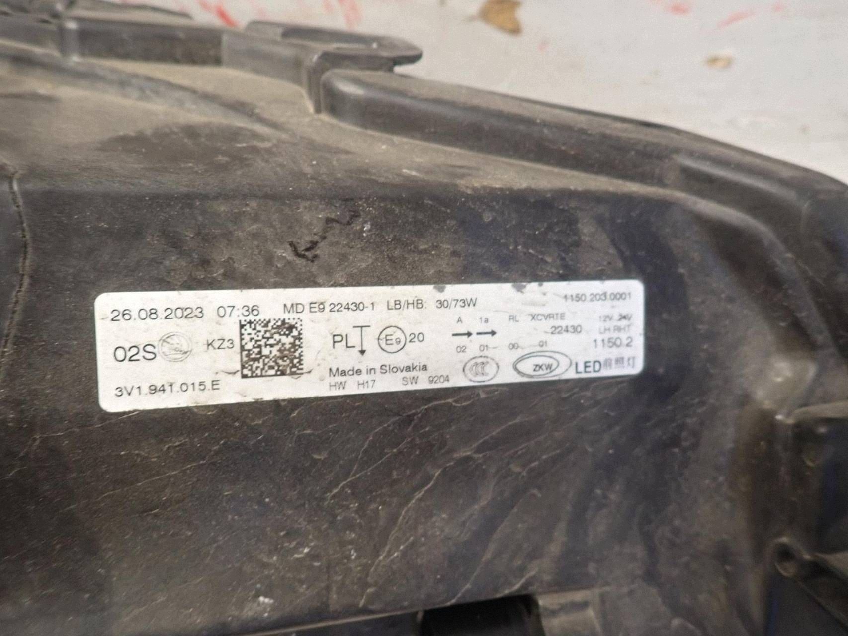 light front front left SKODA SUPERB III LIFT 2019- FULL LED 3V1941015E