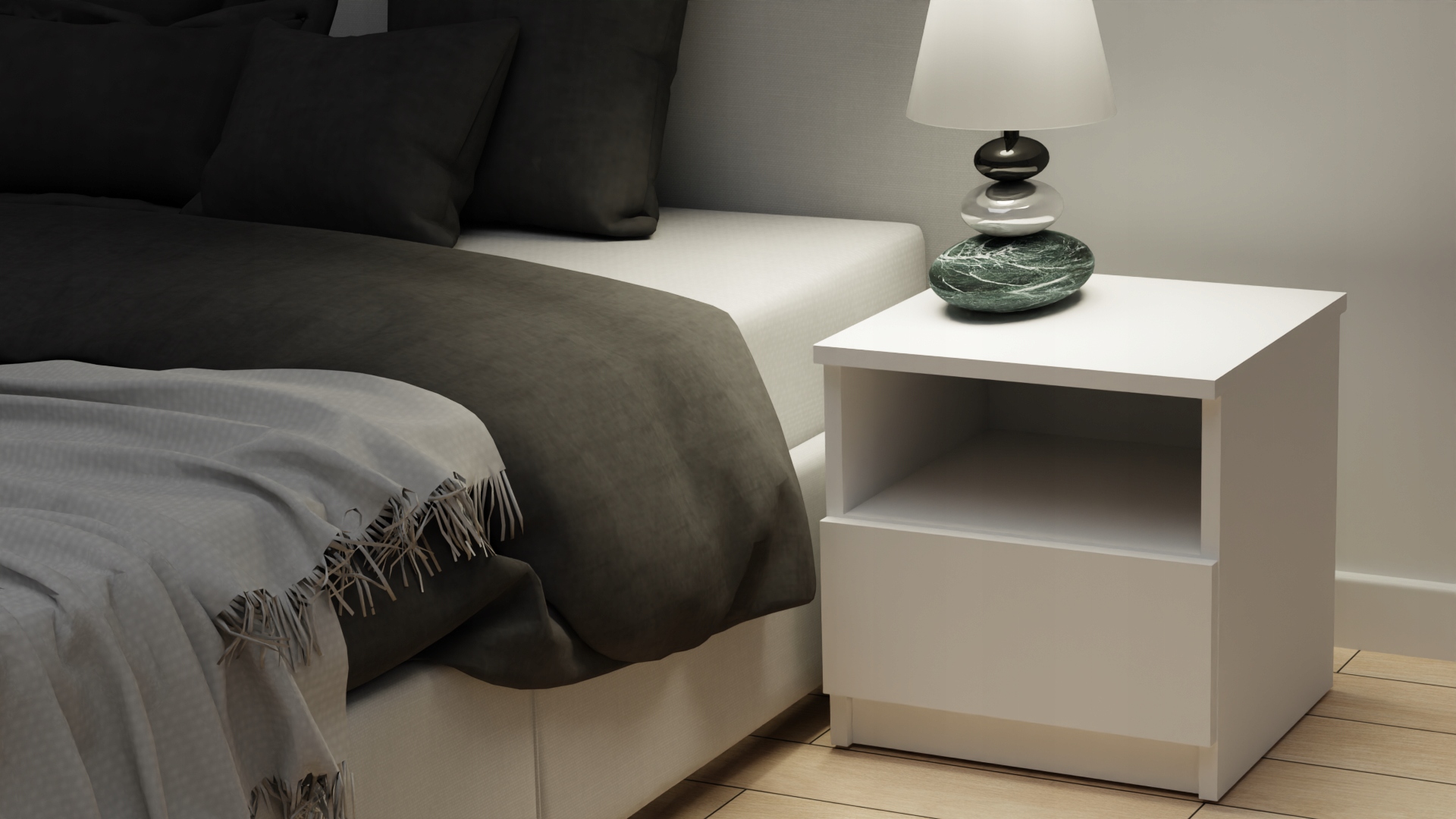 Szafka nocna komoda stolik 1 szuflada do sypialni 40 cm biała mat Marka Marand