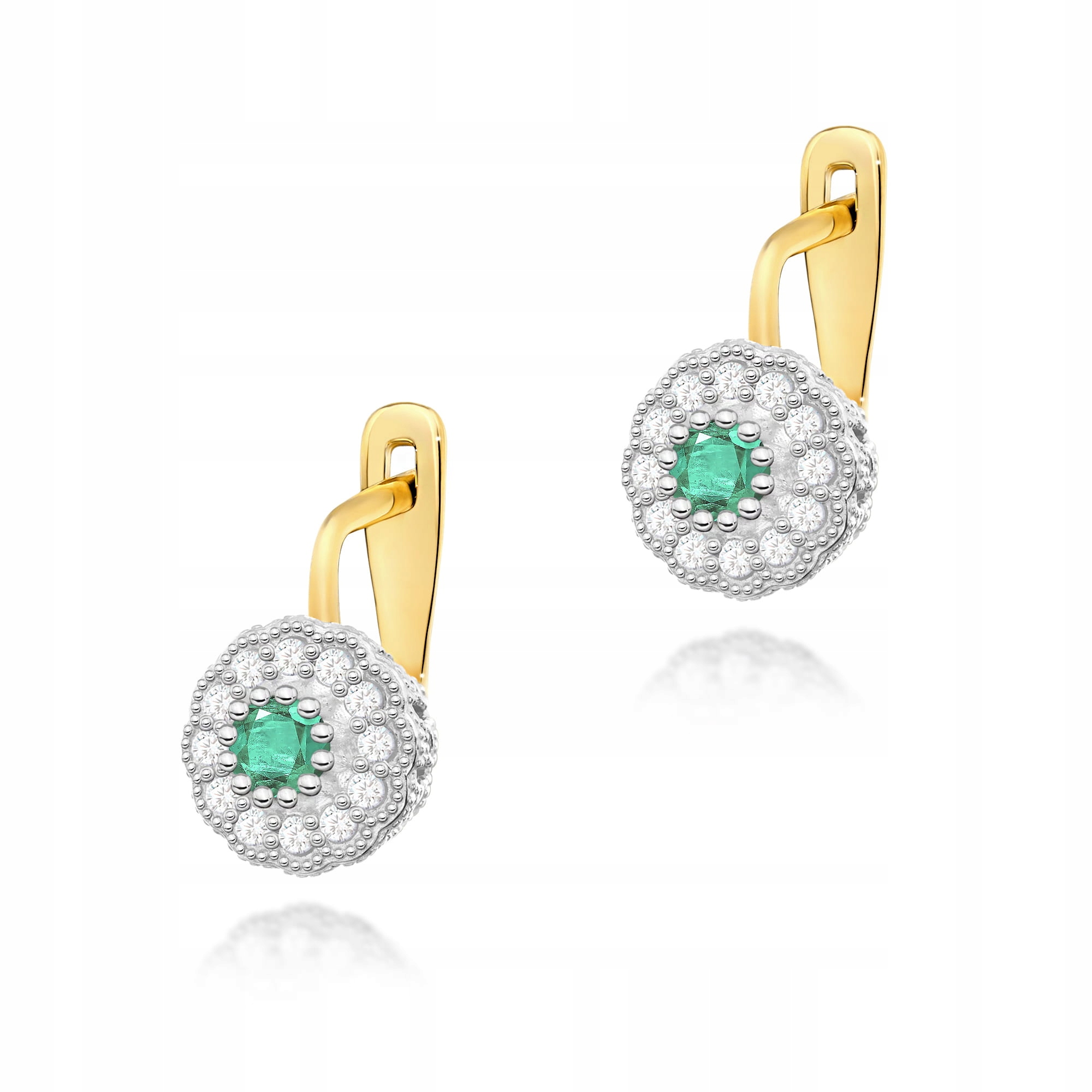 Zlaté náušnice 585 se smaragdem 0,30 ct k výročí, elegantní dámské
