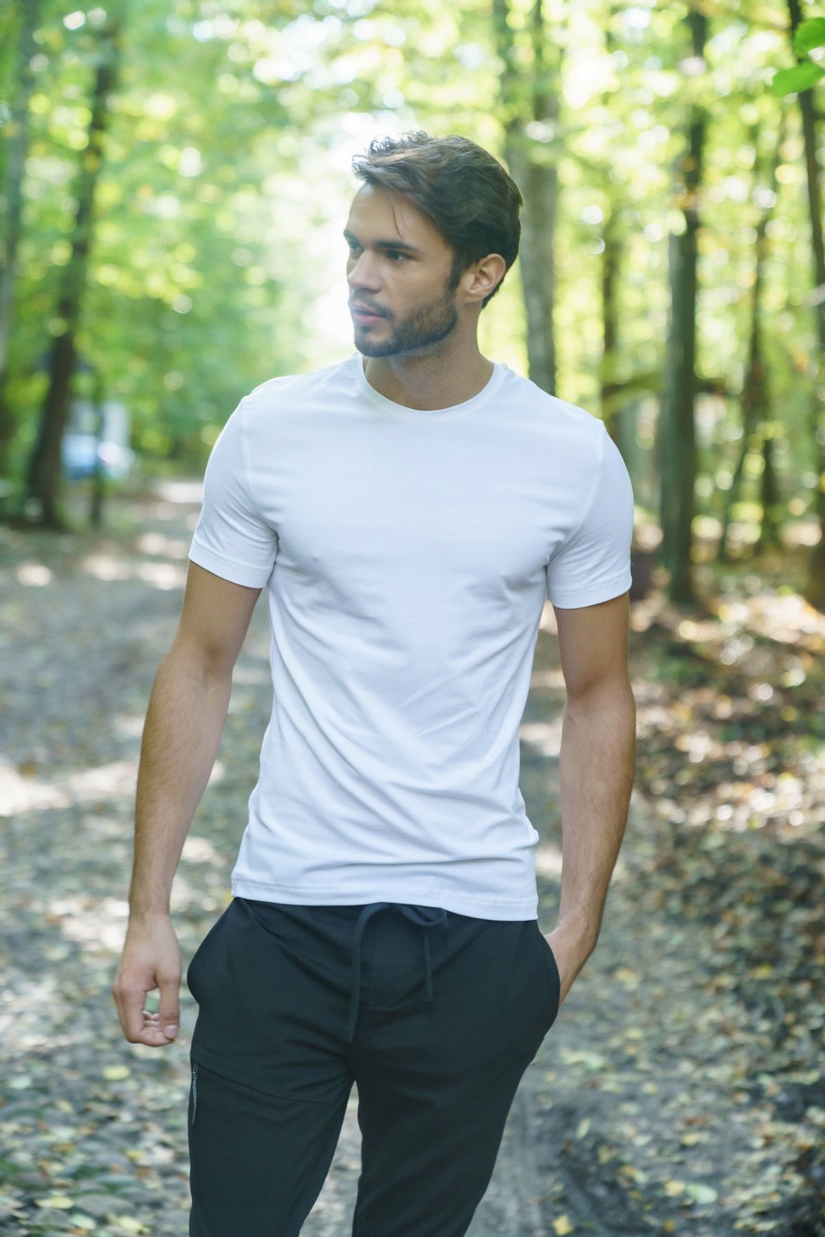 

T-shirt męski z krótkim rękawem biały bawełna