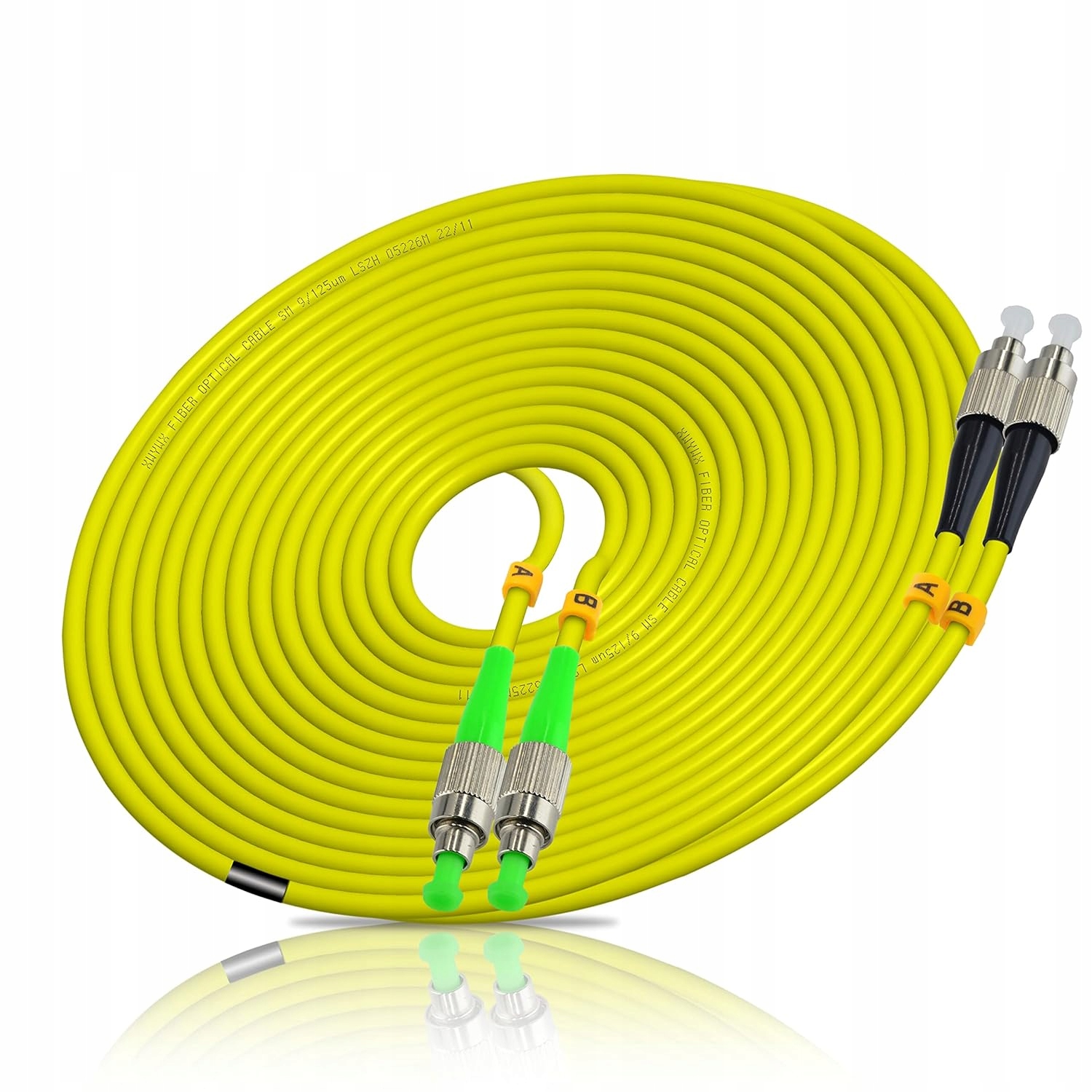 Optický kabel Fc/apc-fc/upc jednovidový 3,0 mm 50 m Žlutý