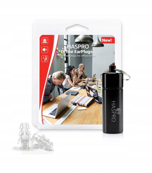 KOMFORTOWE STOPERY DO USZU HASPRO OFFICE BIURO PRACA NAUKA ZATYCZKI Z ETUI