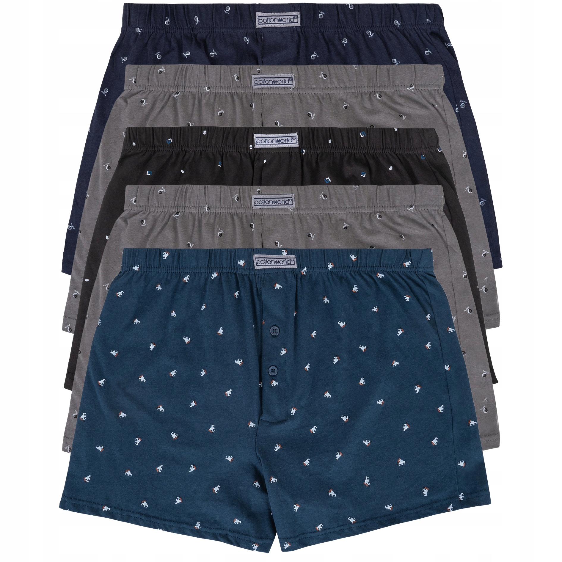5x Bokserki Cotton World Luźne 100% Bawełna 4XL