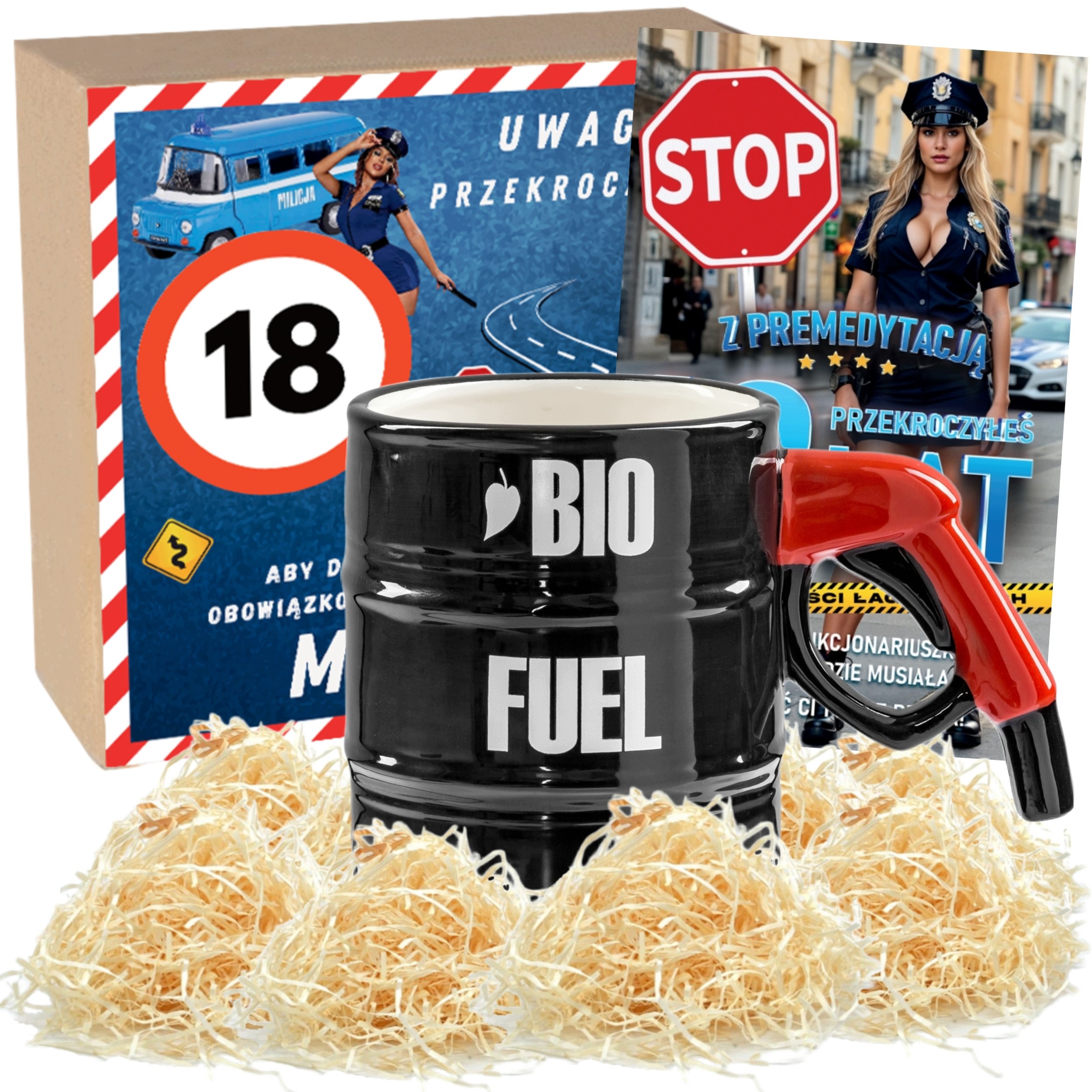 Dárek K 18. narozeninám pro kluka Sada Vtipný hrnek Sud Bio Fuel