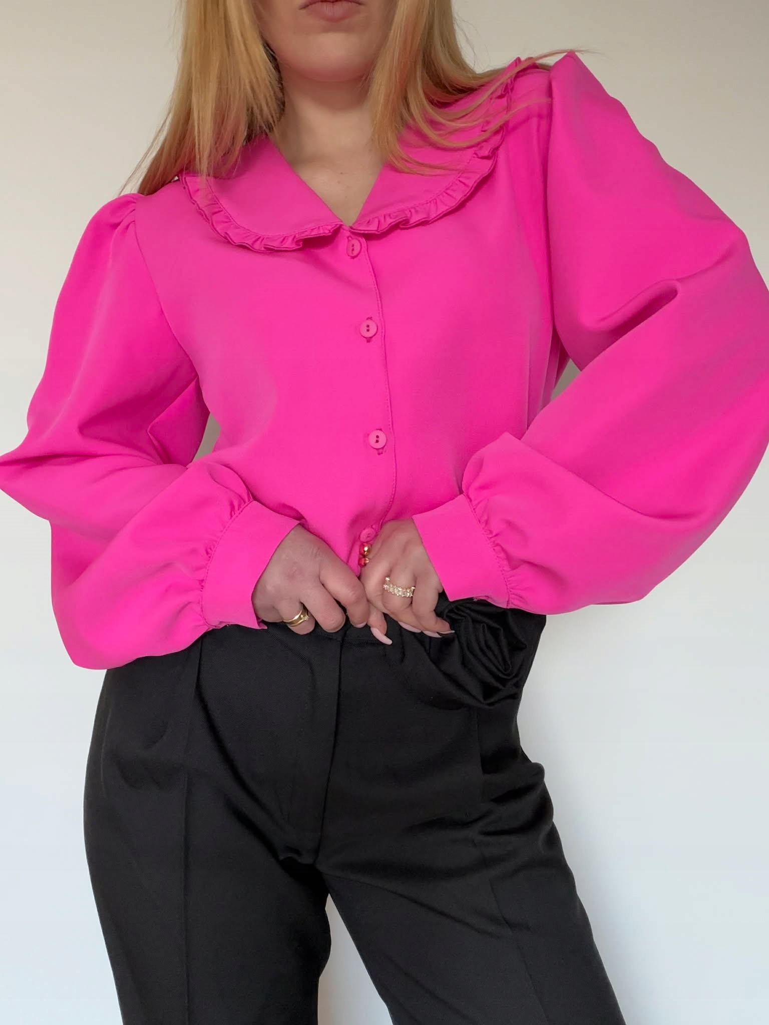 Košile S Límečkem Se Zapínáním Na Knoflíky Fuchsiová Gold Lady