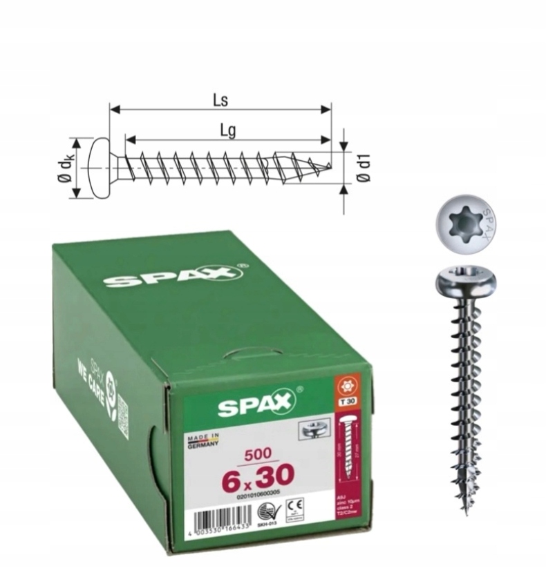 Univerzální šroub do dřeva spax 6 x 30 Wirox Hb Tx 500 ks