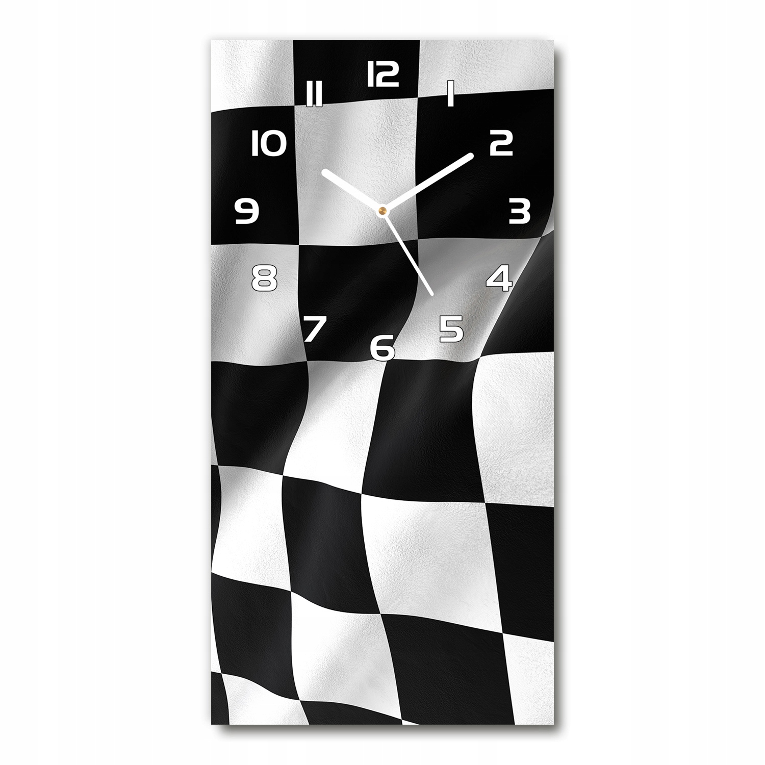 

Szklany nowoczesny zegar Flaga mety 30x60 pionowy