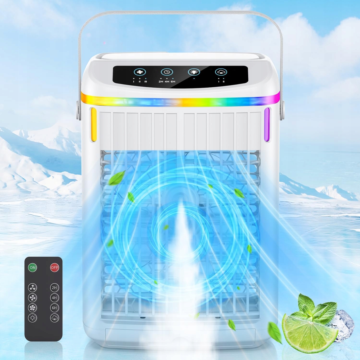 Mały Przenośny Klimatyzator Wiatrak Na Biurko Nawilżacz 1,2L Usb-c Pilot