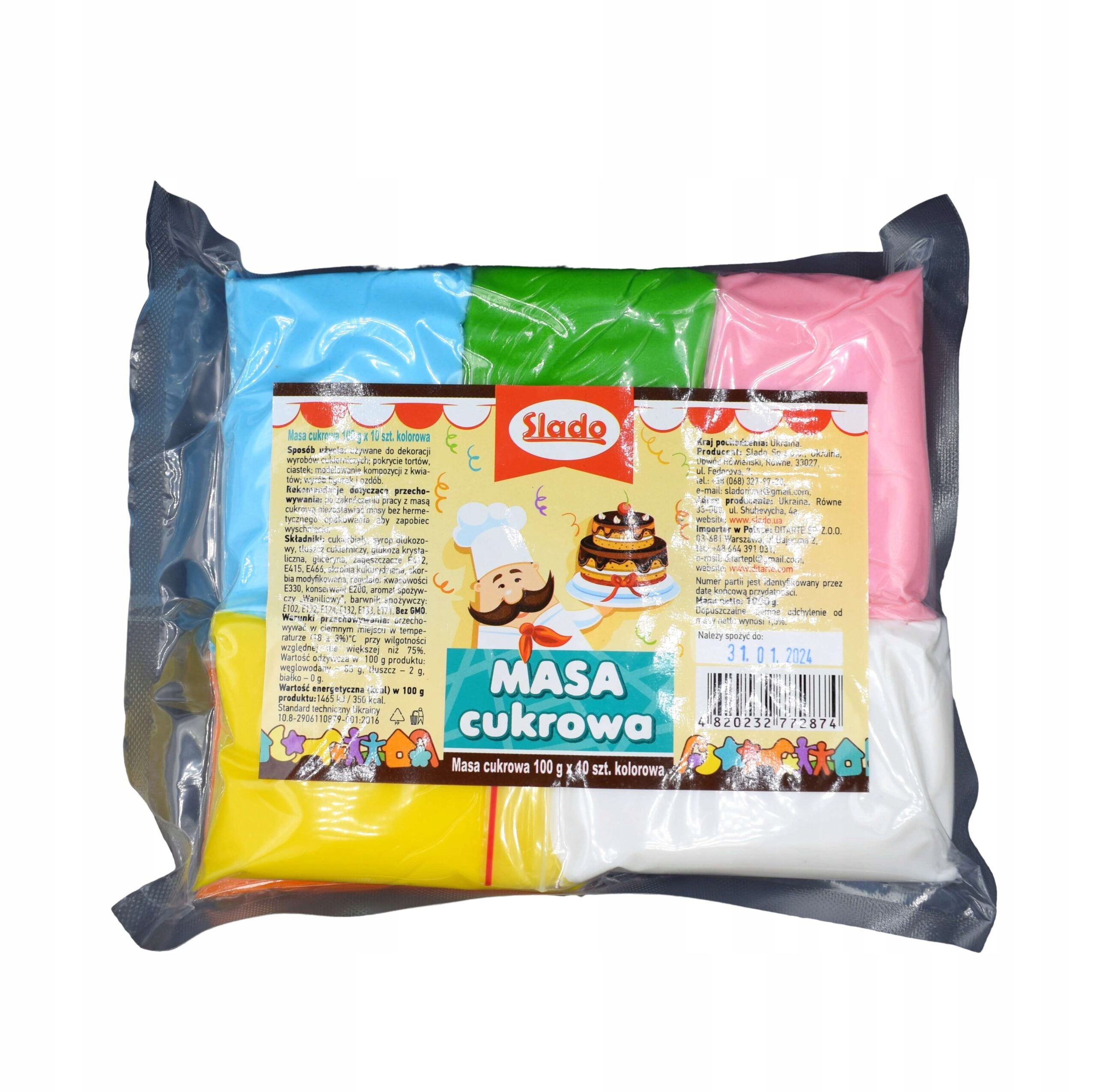 Cukrová Hmota 10 x 100 g Mix barev Fondán na dorty Figurky