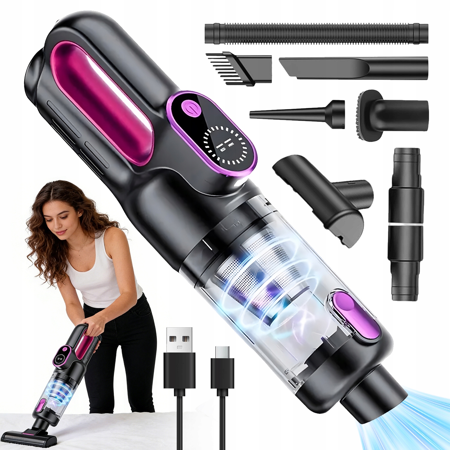 Vysavač Ruční Akumulátorový S Bezkartáčovým Motorem A Led Osvětlením