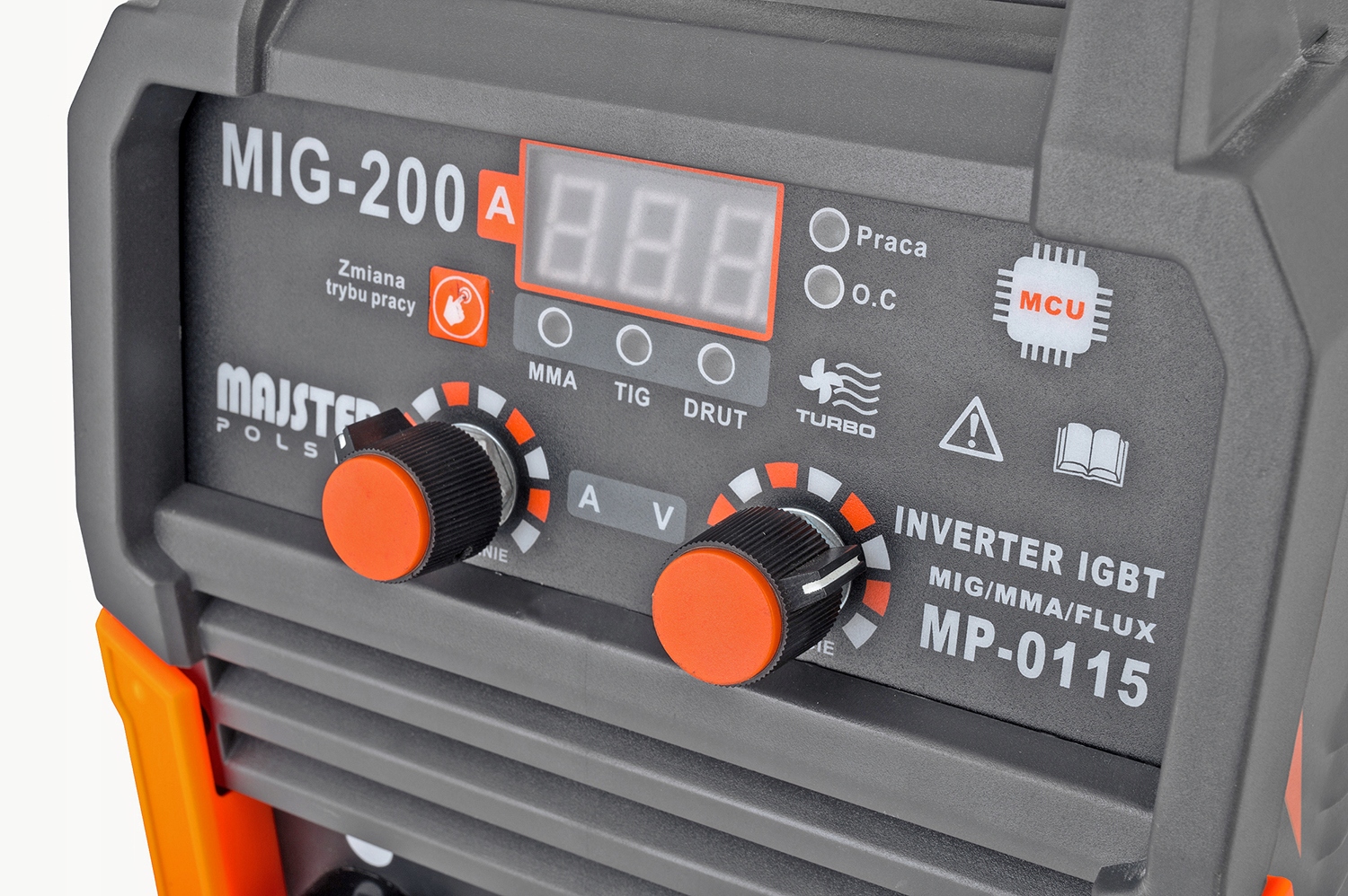 SPAWARKA MIGOMAT BEZGAZOWY MIG MMA FLUX TIG 200A DRUT MAJSTER POLSKA MP0115 Zakres spawania 40-200 A