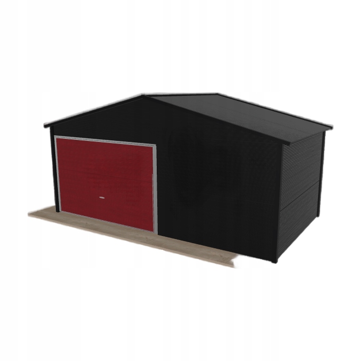 Plechová garáž 5.5 x 3 m jednopolohová, dvouspádová, černá