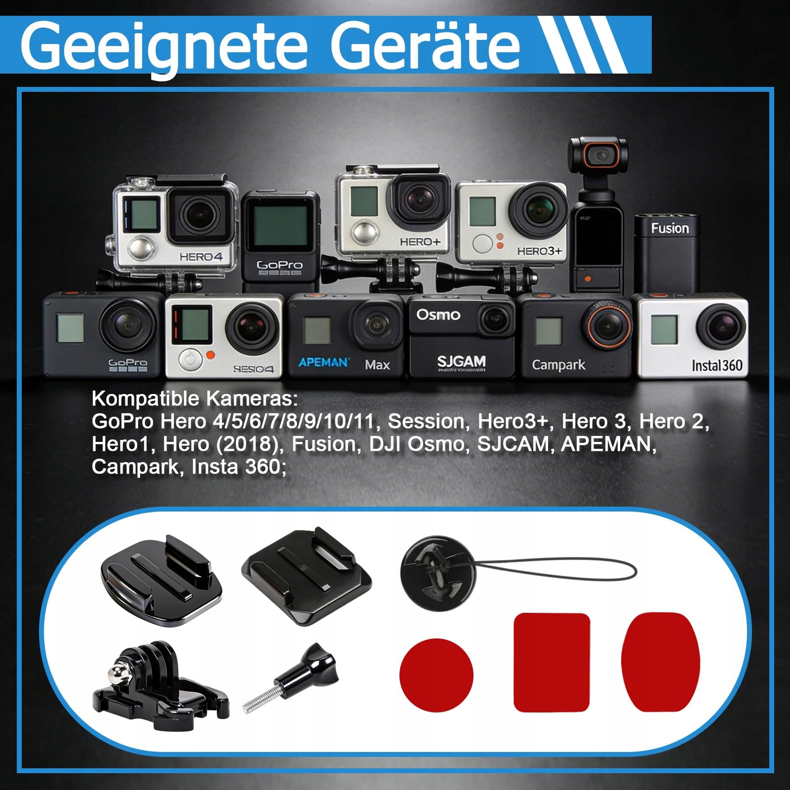 Zestaw 24 Uchwytów Samoprzylepnych Na Kask Do GoPro DJI Insta360 PDKKFF — miniatura 6