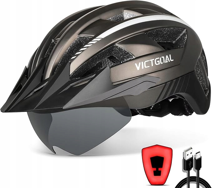 Victgoal Kask rowerowy r. M 54-58cm magnetyczne okulary tytan