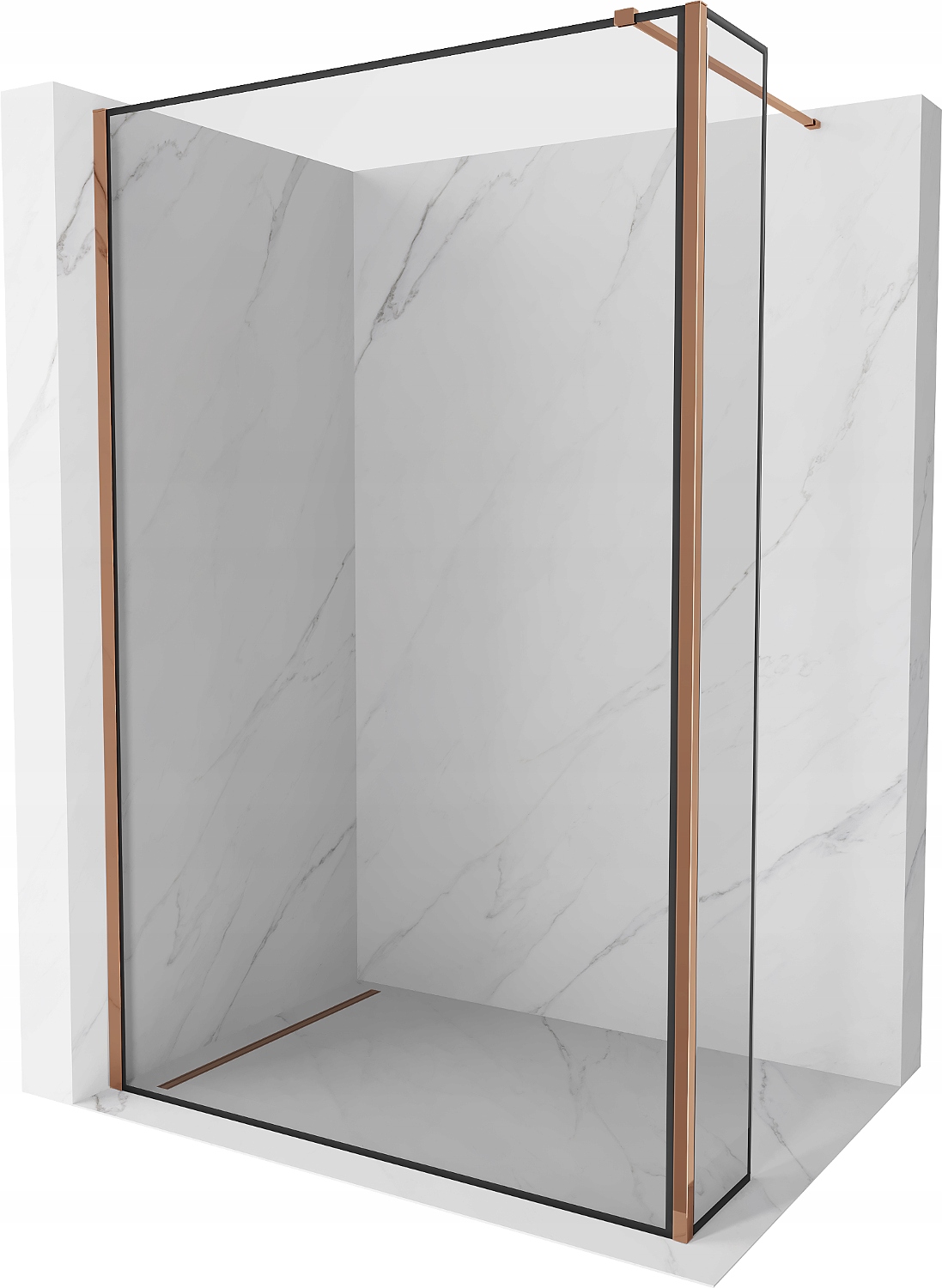 Ścianka szyba prysznicowa 110x30 Walk In Mexen Kioto czarna różowe złoto