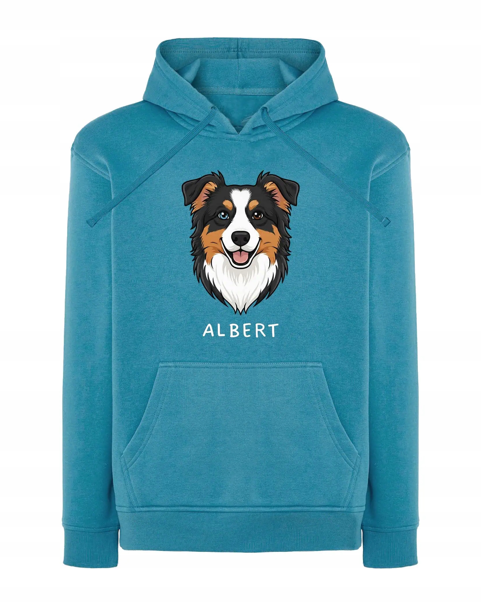 Mikina s kapucí Australský ovčák Pupil Pes Světle modrá L