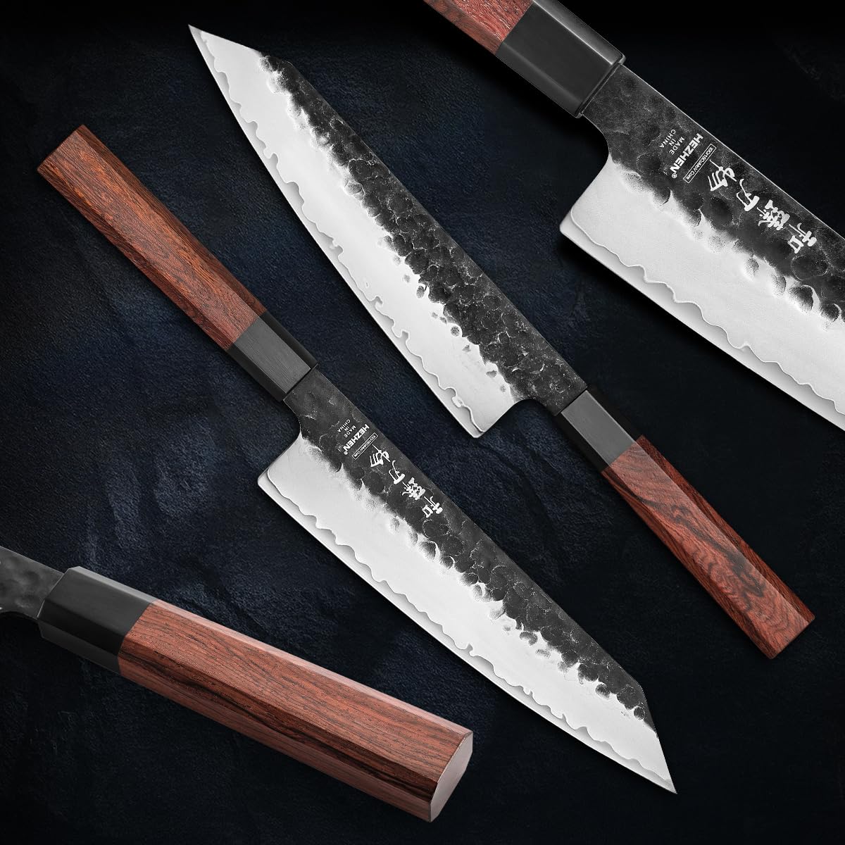 HEZHEN Profesjonalny Nóż Kiritsuke 21,5CM Stal Japońska Uchwyt Redwood — miniatura 3