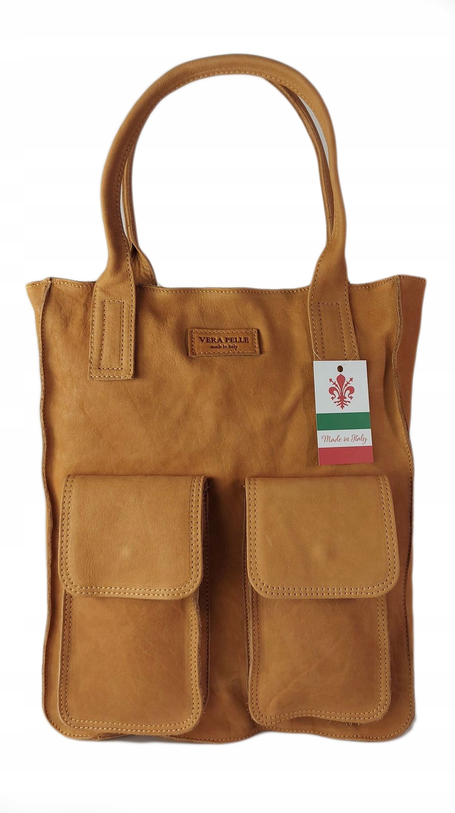 

Torba Worek Vera Pelle Shopper Kieszenie Camel