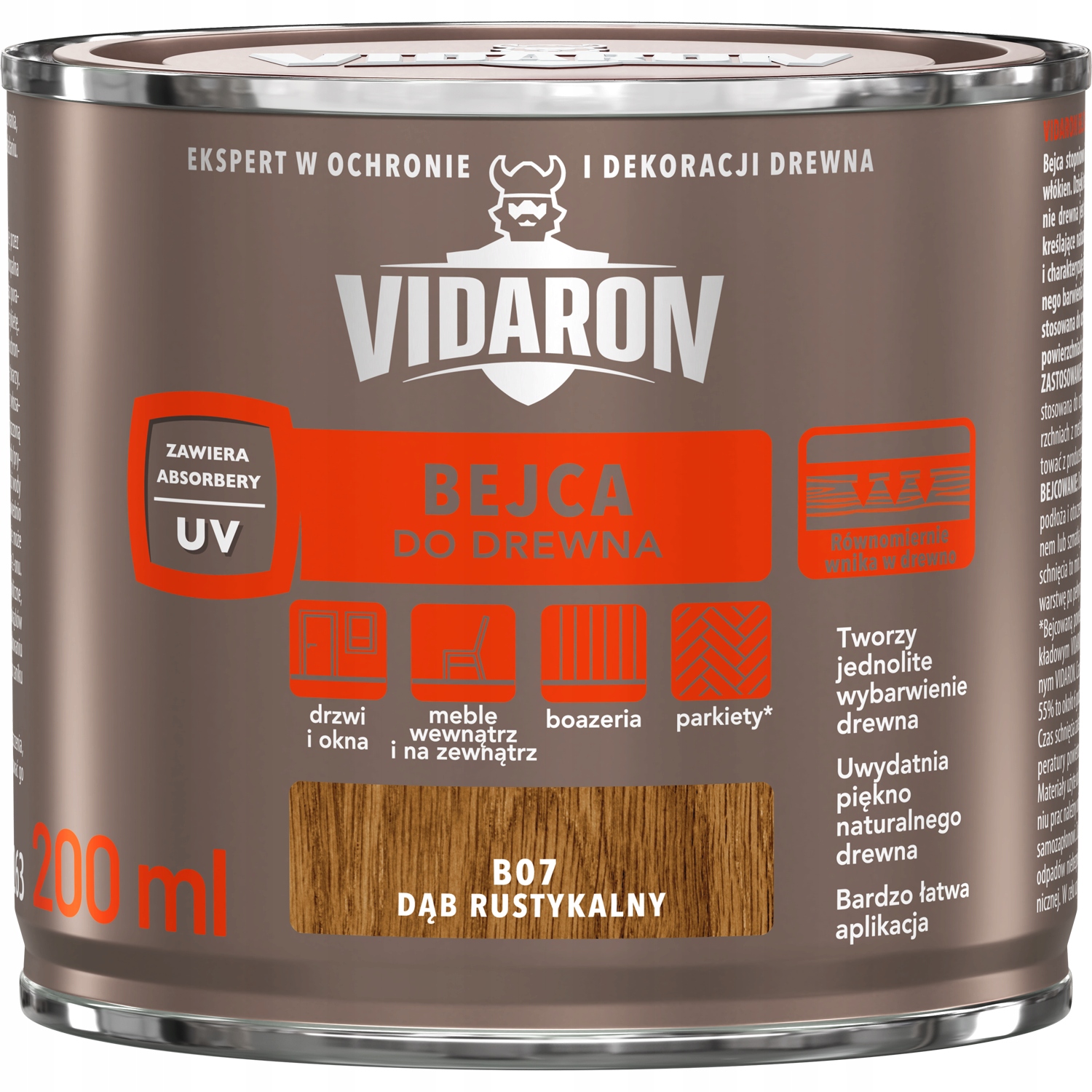 

Bejca do drewna Vidaron B07 Dąb Rustykalny 0,2L