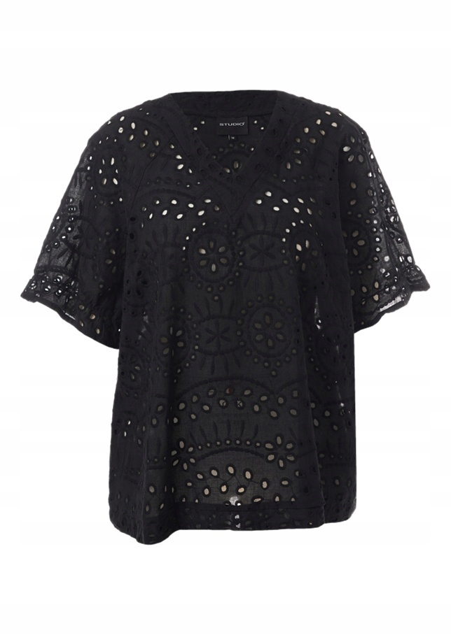 Studio Černá Bavlněná Vyšívací Halenka S840 36