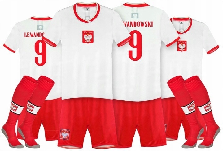 

Lewandowski twój Nadruk Strój Polska + Getry 146