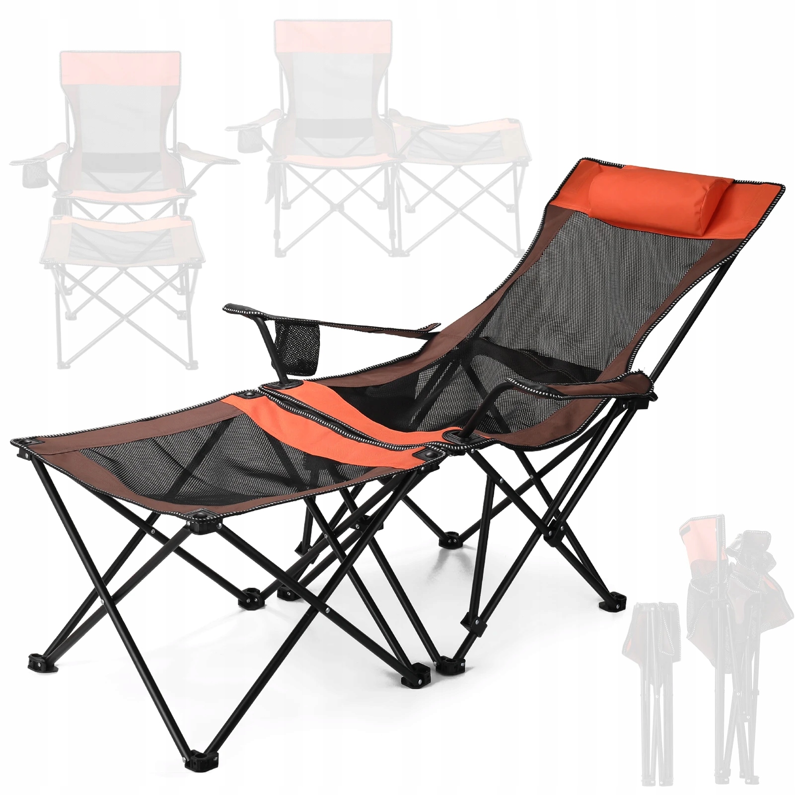 Outdoor folding camping fishing deck chair Orange - SP22054C-MESH