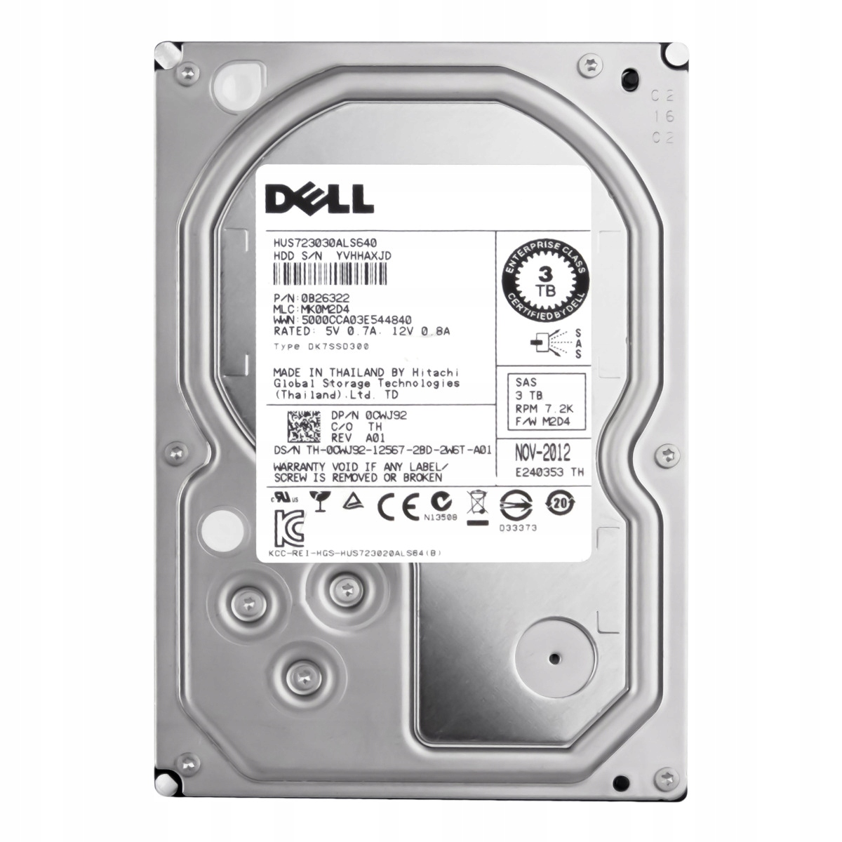 Dell 0CWJ92 3TB SAS-2 7.2K 64MB 3.5'' HUS723030ALS640