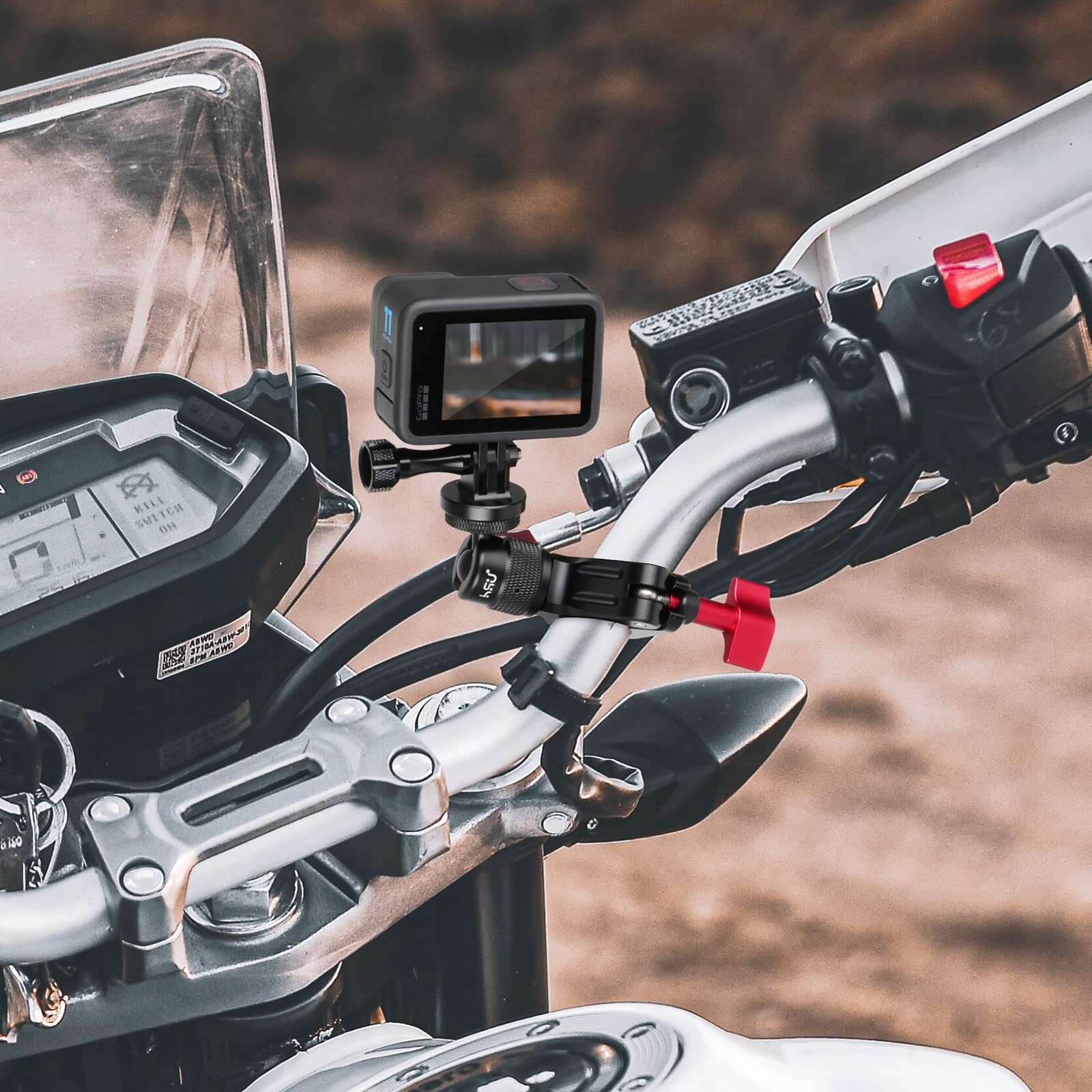Uchwyt Na Kierownicę Do Kamer Sportowych Aluminiowy GoPro Motocykl HSU — miniatura 3