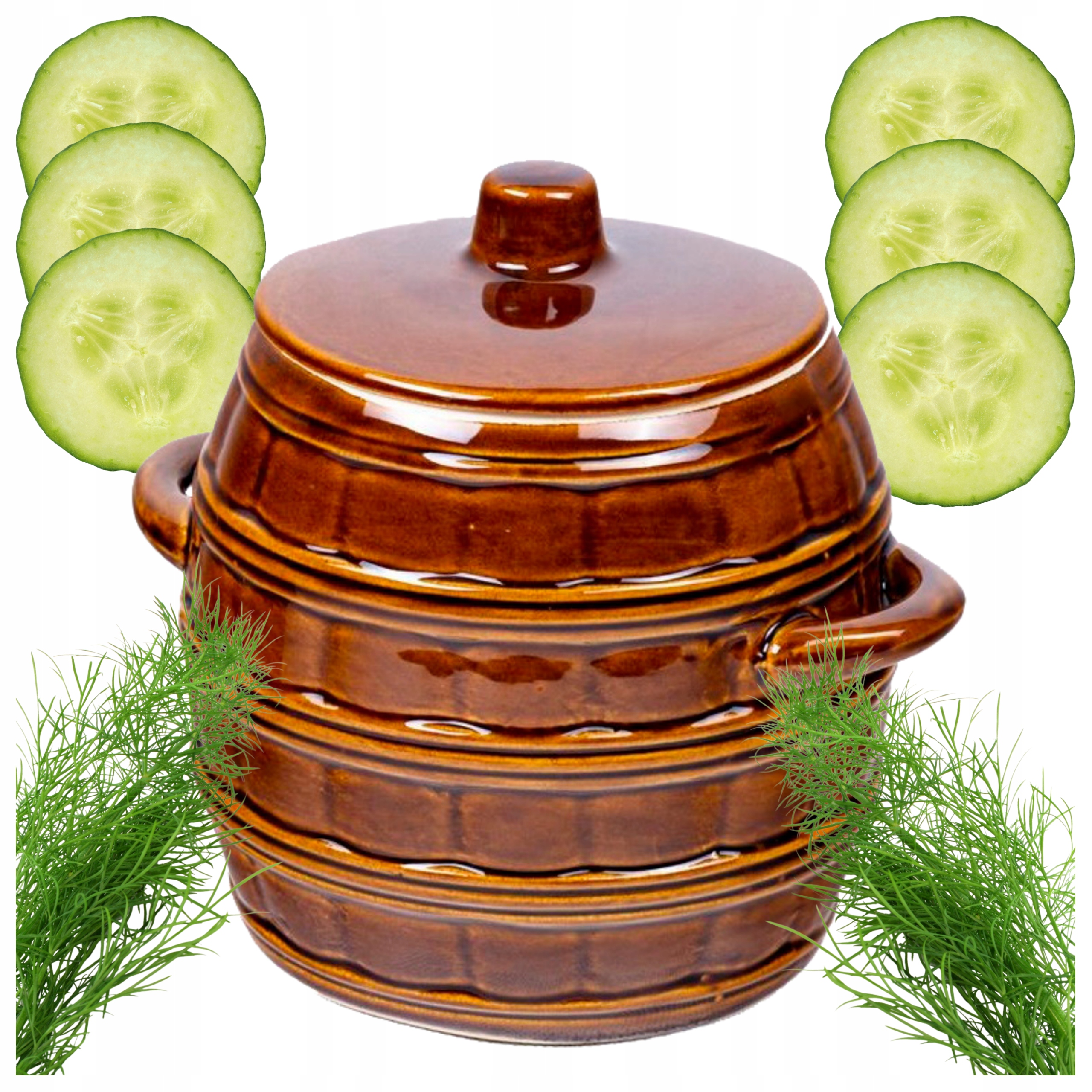 Sud K Nakládání Zelí Okurky 5L Kamenina Hrnec Na Okurky Víko