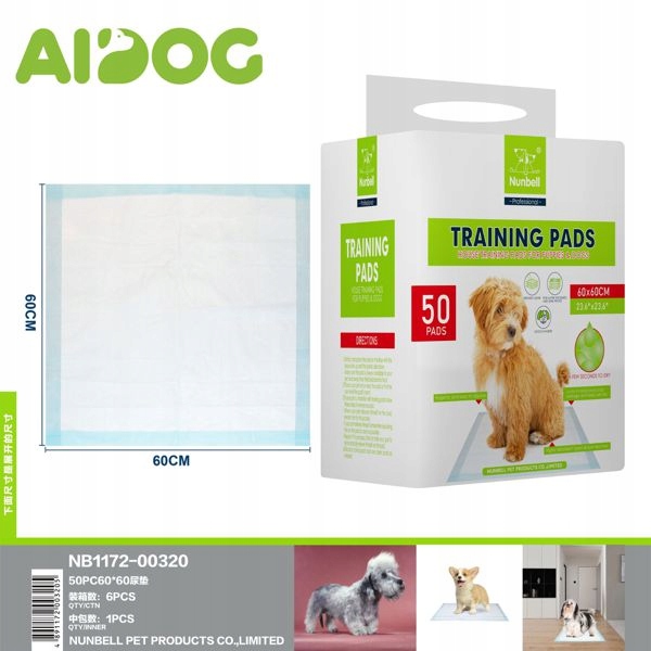 Levně Tréninkové podložky pro psy 60 x 60 cm 50 kusů