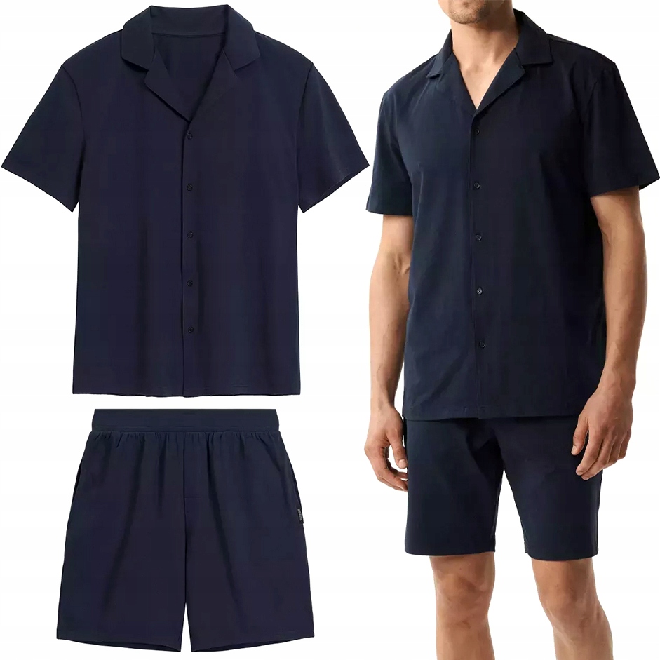 Pánské bavlněné Pyžamo Atlantic BNMP-003 krátké elegantní s Košilí M