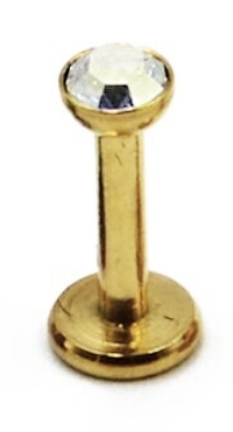 

labret kolczyk złoty wargi swarovski 1.2/6/3mm
