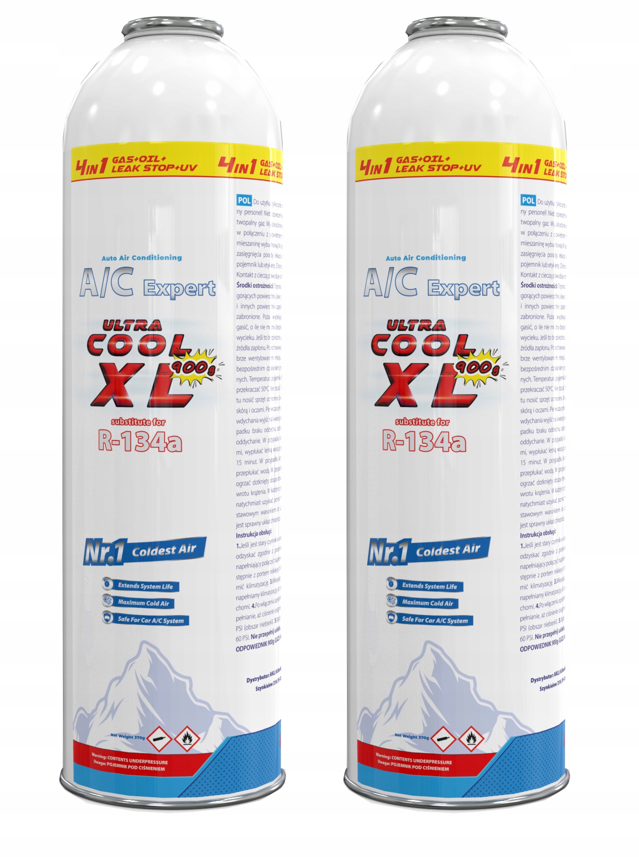 2 x XL faktor 4v1 olej, tmel, Uv pro plnění klimatizace R134A