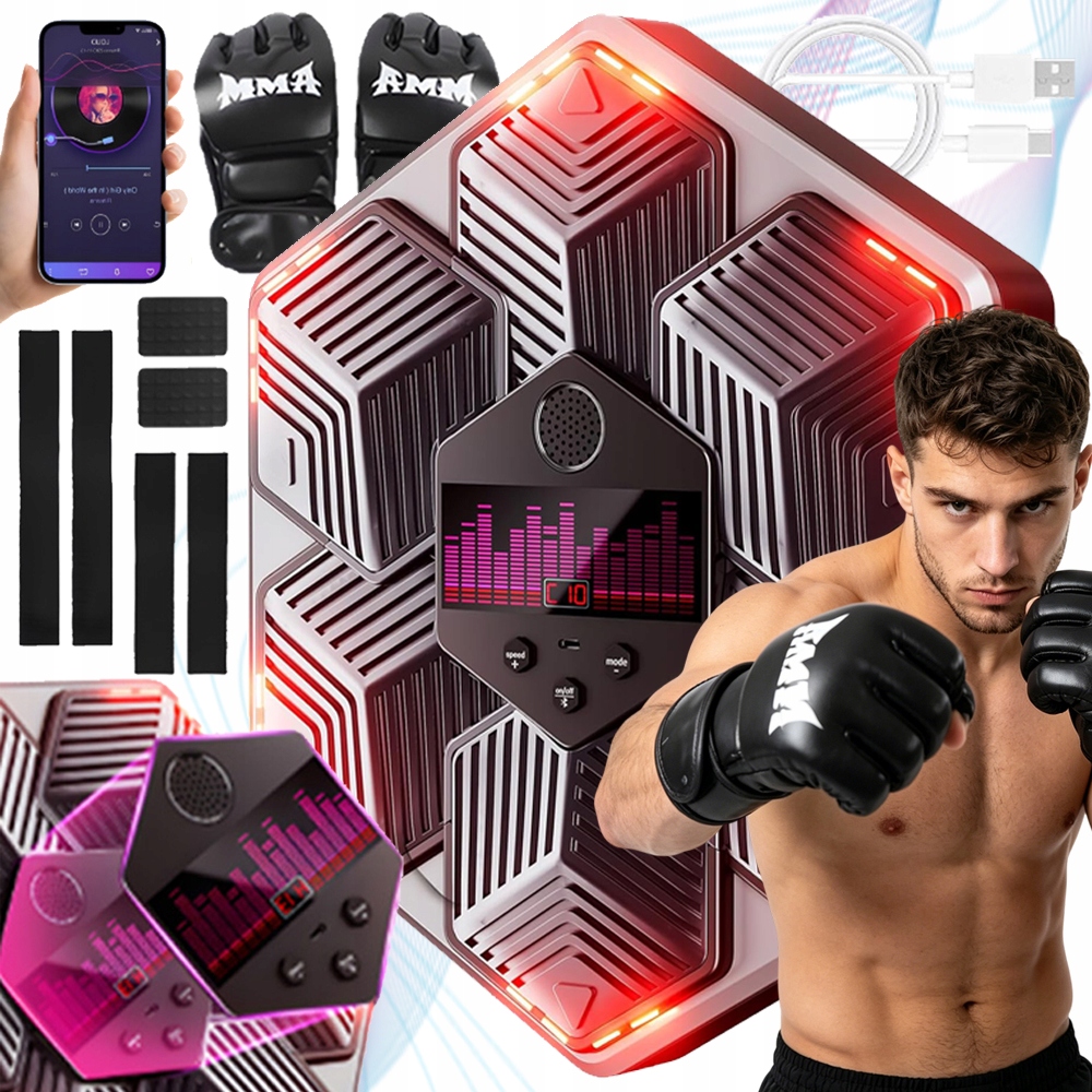 Inovace Šestiúhelníkový Boxovací Stroj Bluetooth S Led 16 Úrovní Dárek
