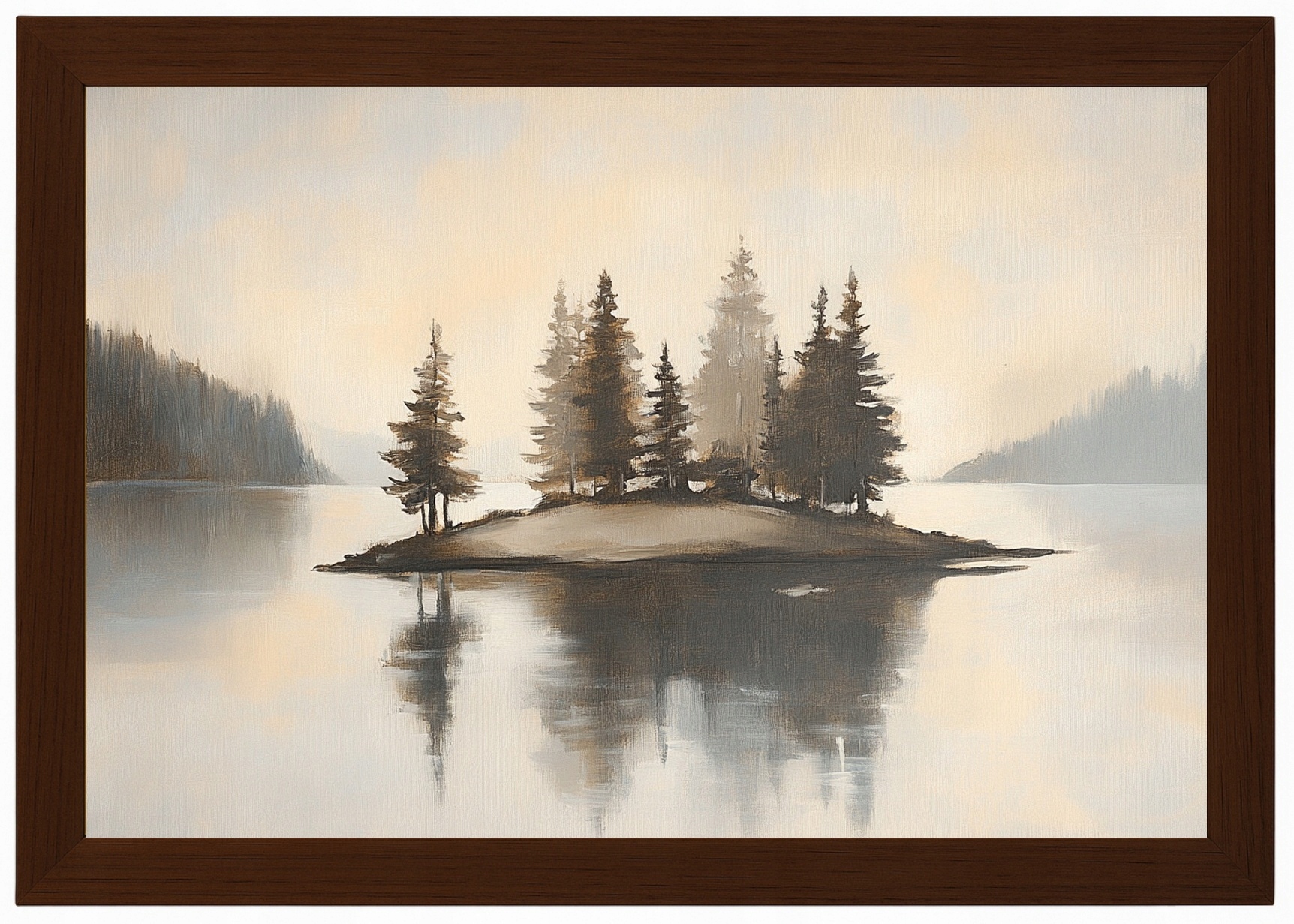 Plakát Rámeček Dřevo Krajina Hory Les Jezero Fjord Smrk 60x40