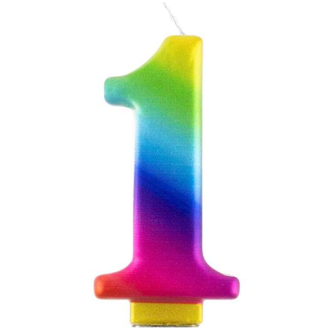 

świeczka Tęczowa na tort Cyfra 1 kolorowa