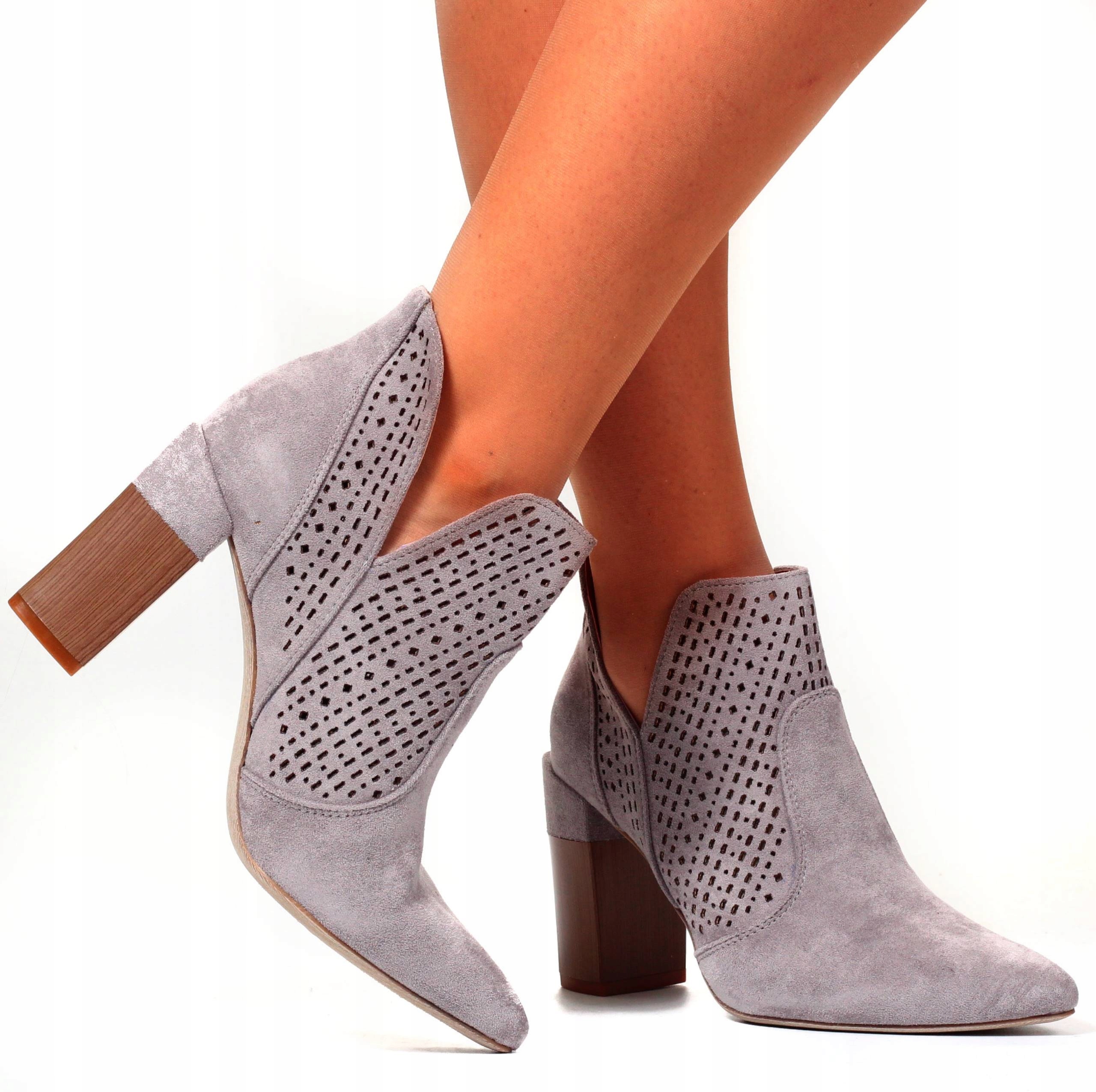 BOTKI BUTY DAMSKIE ELEGANCKIE SŁUPEK Z WYCIĘCIEM Marka inna