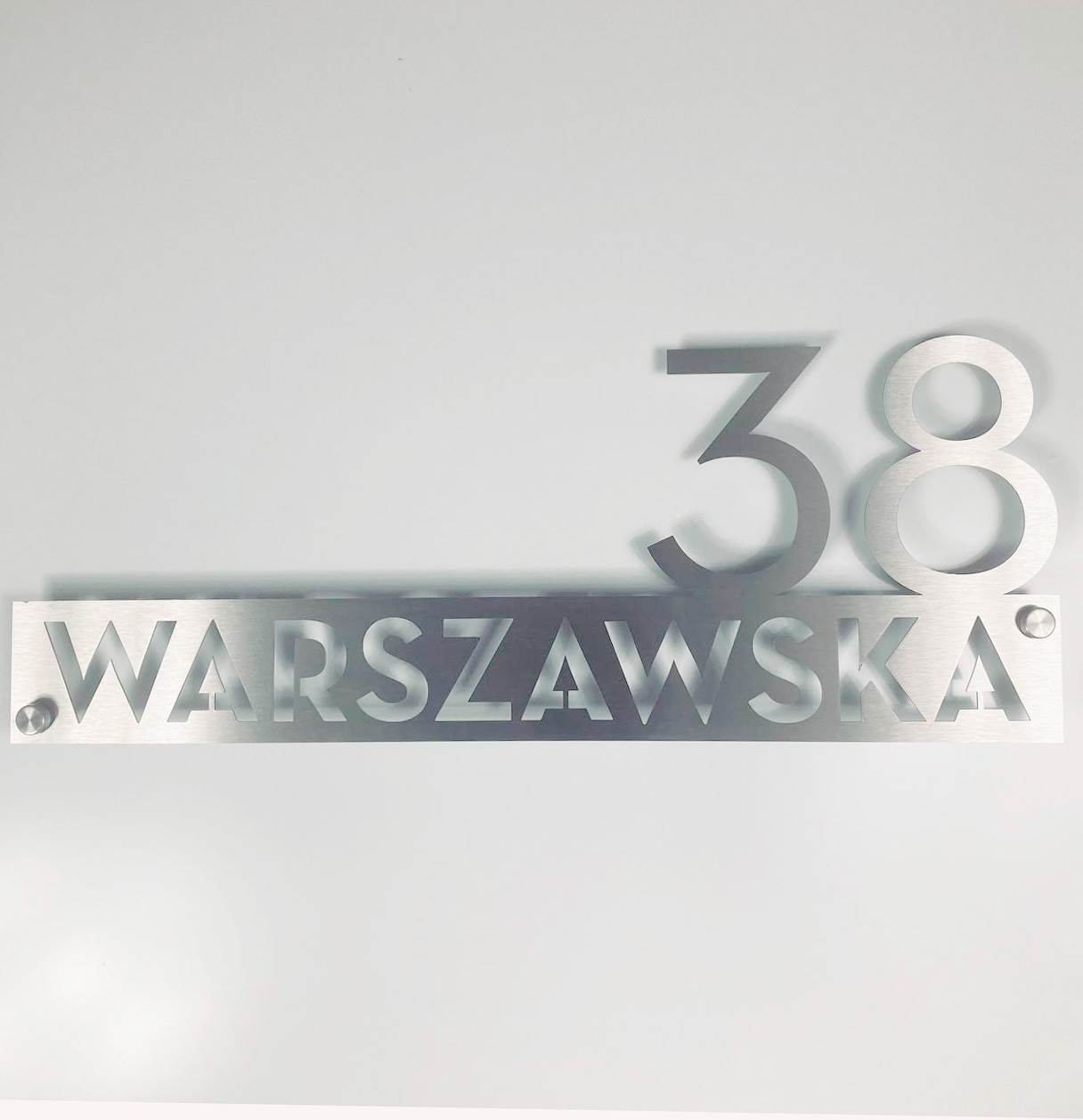 Tabliczka adresowa Nierdzewna z numerem domu, wzór Pop