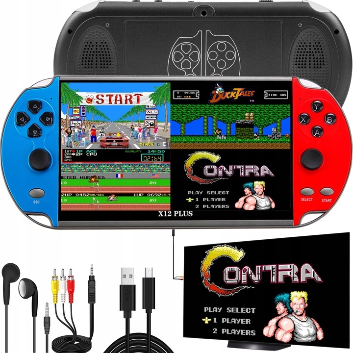 Konsola Przenośna X12 Do 1100+ Gier Retro Mini 8GB Gra Tv 5,1" Pl Menu