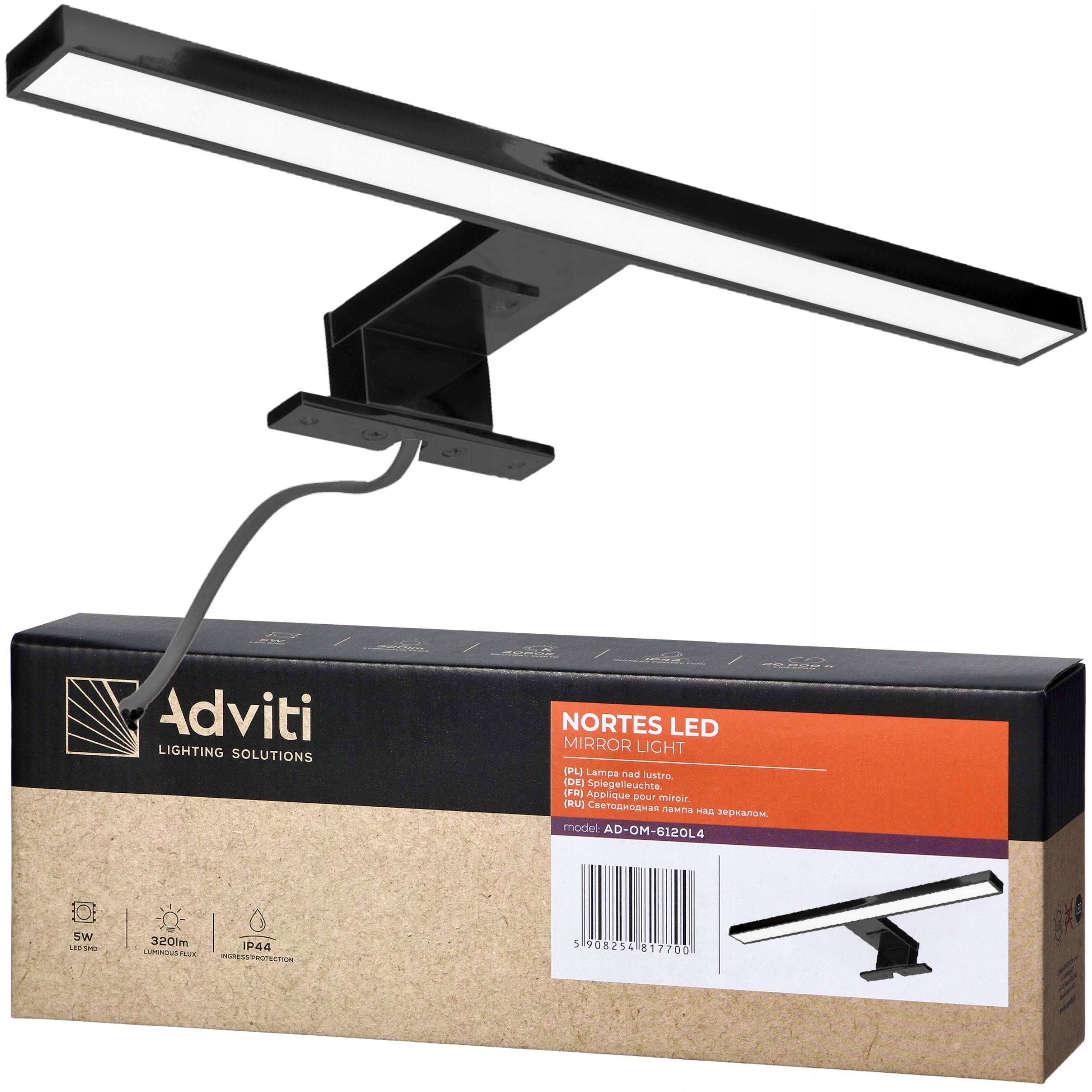 

Kinkiet Led Łazienkowy Na Lustro Aluminium 5W 30cm