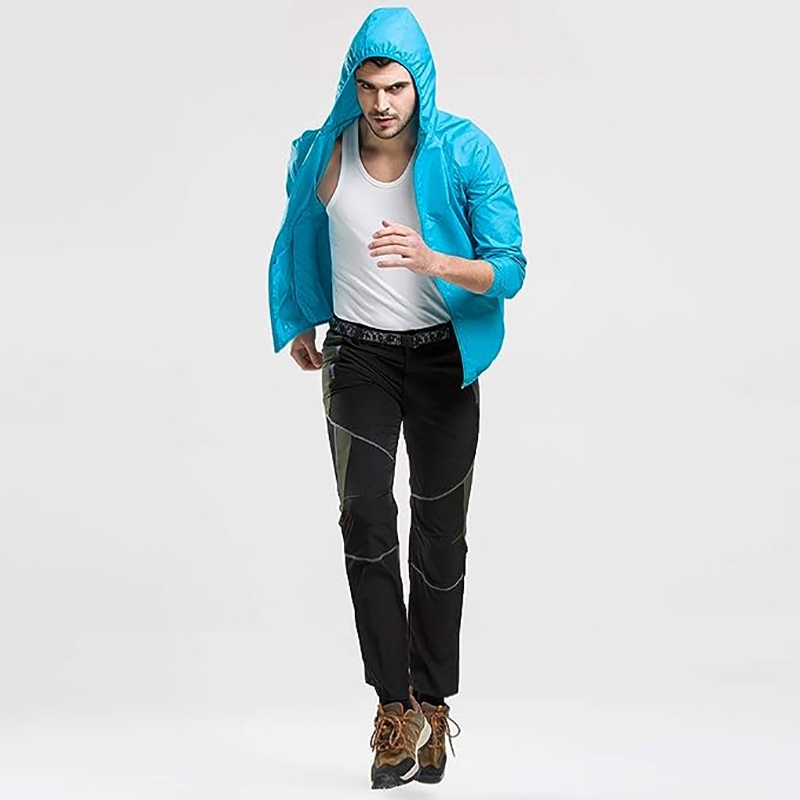 KURTKA PRZECIWDESZCZOWA Z KAPTUREM WIATRÓWKA LEKKA UNISEX NIEBIESKA XXXL Materiał dominujący nylon