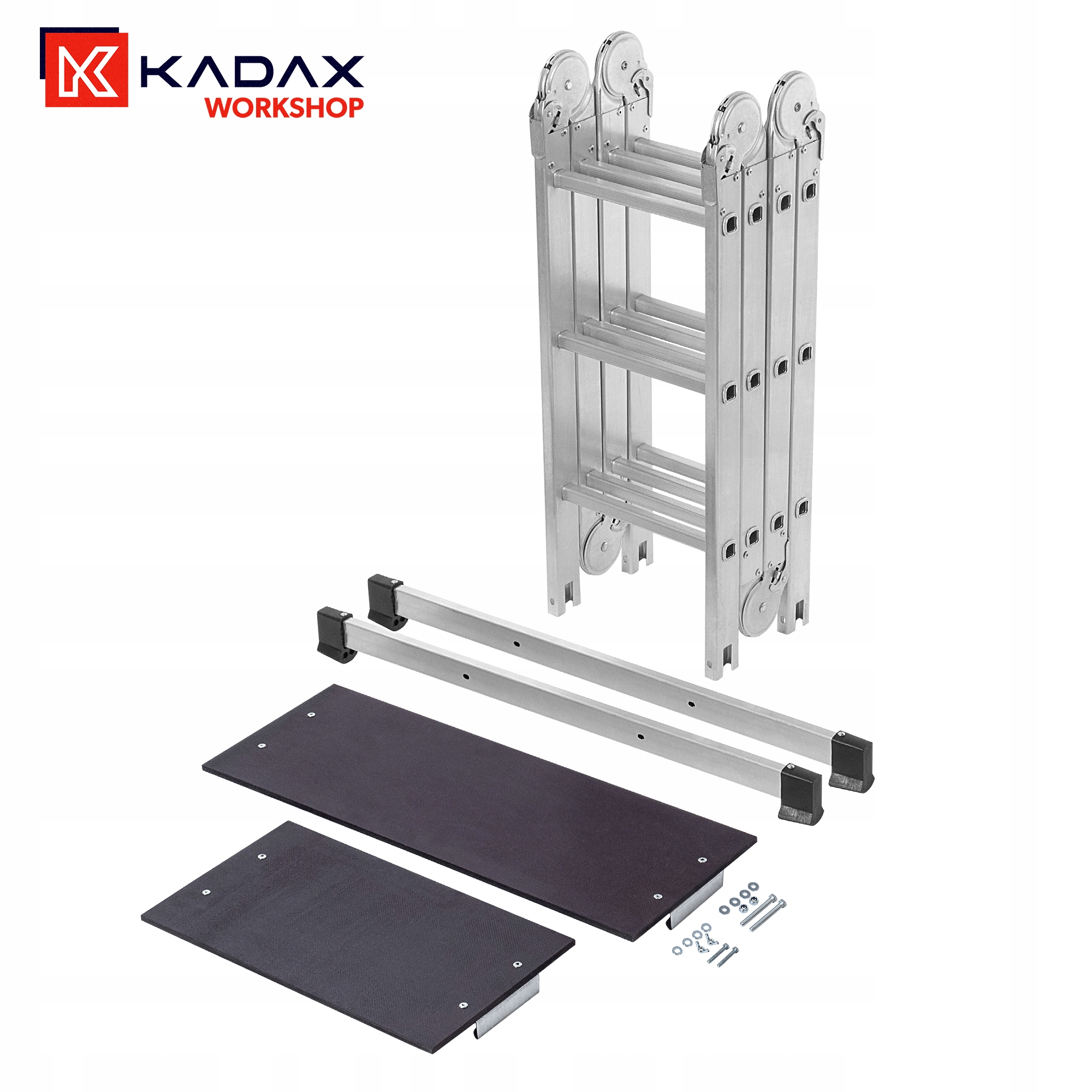 DRABINA ALUMINIOWA PRZEGUBOWA 4x3 ROZKŁADANA PRZYSTAWNA PODEST 150kg Materiał aluminium