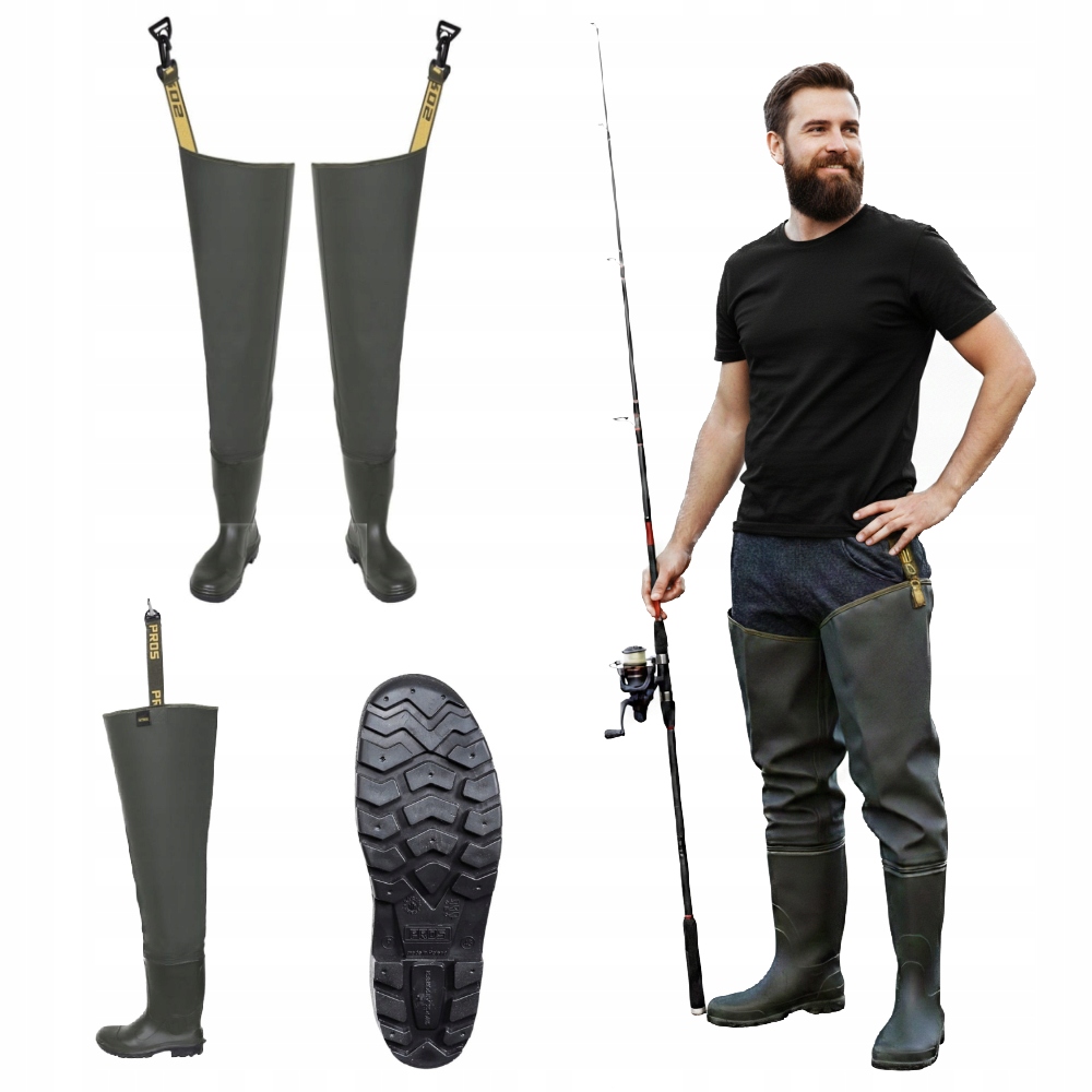 Buty wodery wędkarskie rybackie Pros WR02 Plavitex Heavy Duty r. 46 zielone