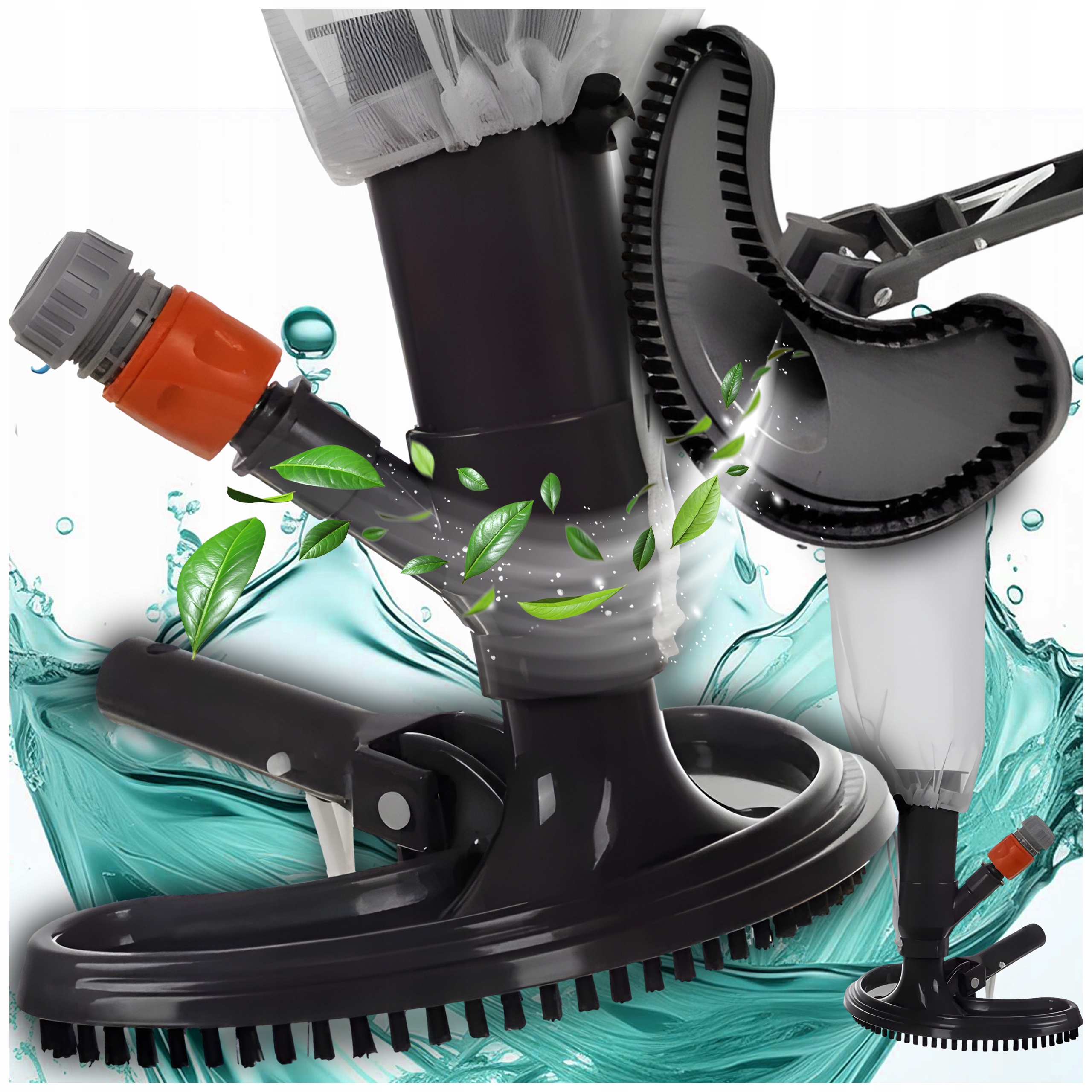 ODKURZACZ BASENOWY DO DNA BASENU ZESTAW DO CZYSZCZENIA BASENU SIATKA MOCNY