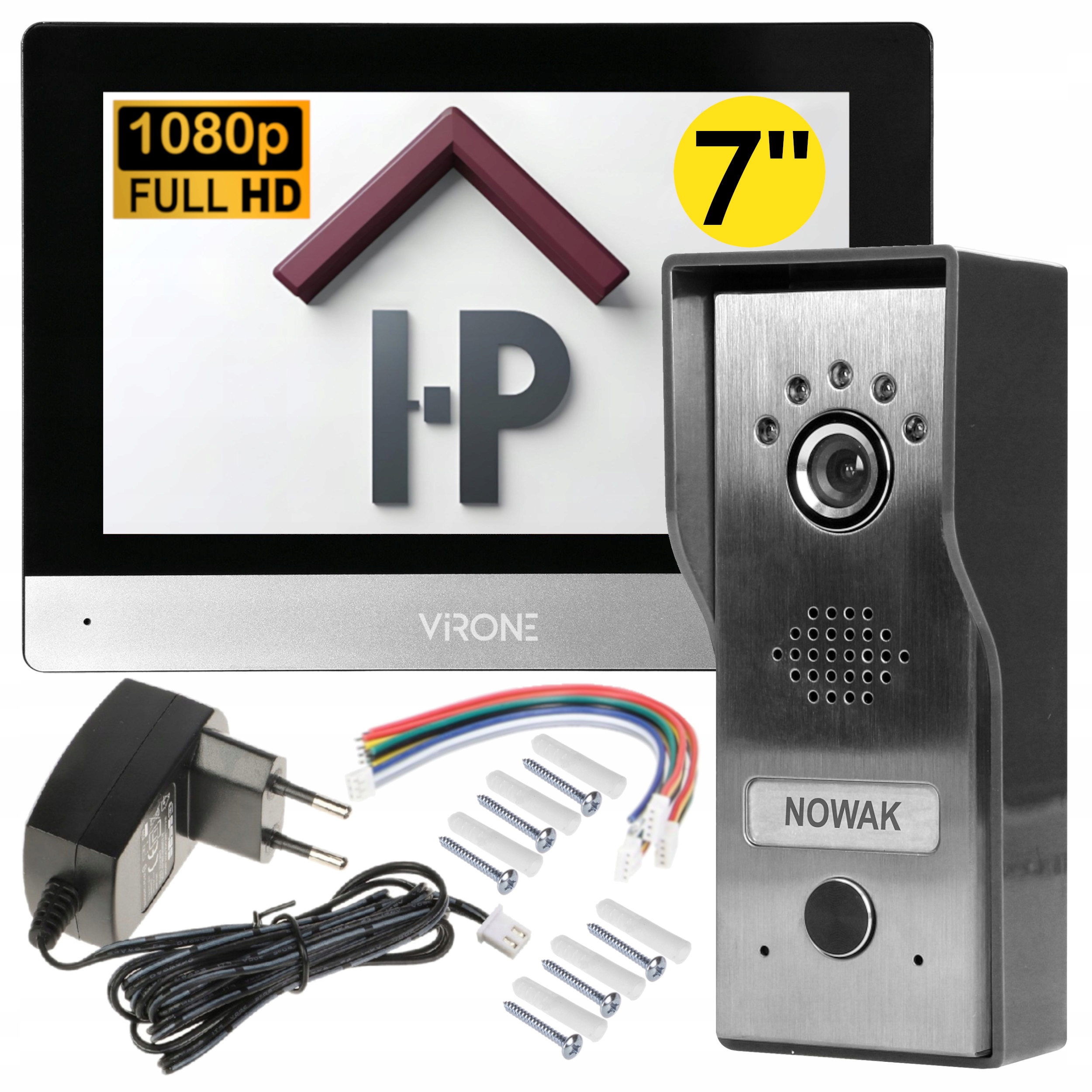 Wideodomofon Wideo Domofon Full Hd Furtka Brama Nagrania Pamięć LCD 7"