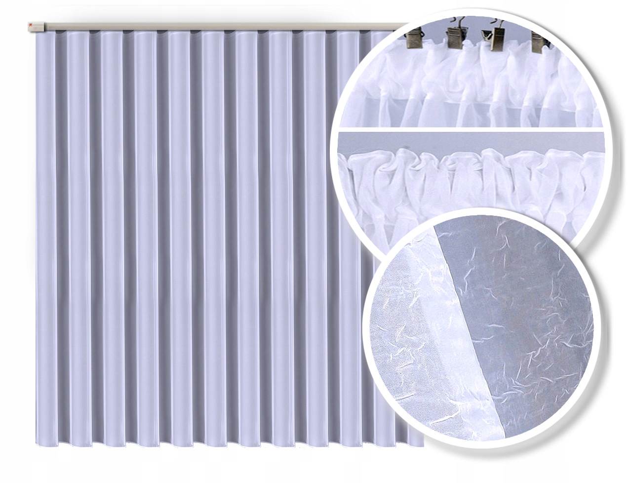 

Firanka Gotowa Woal Kresz Biały Firana Taśma Żabki